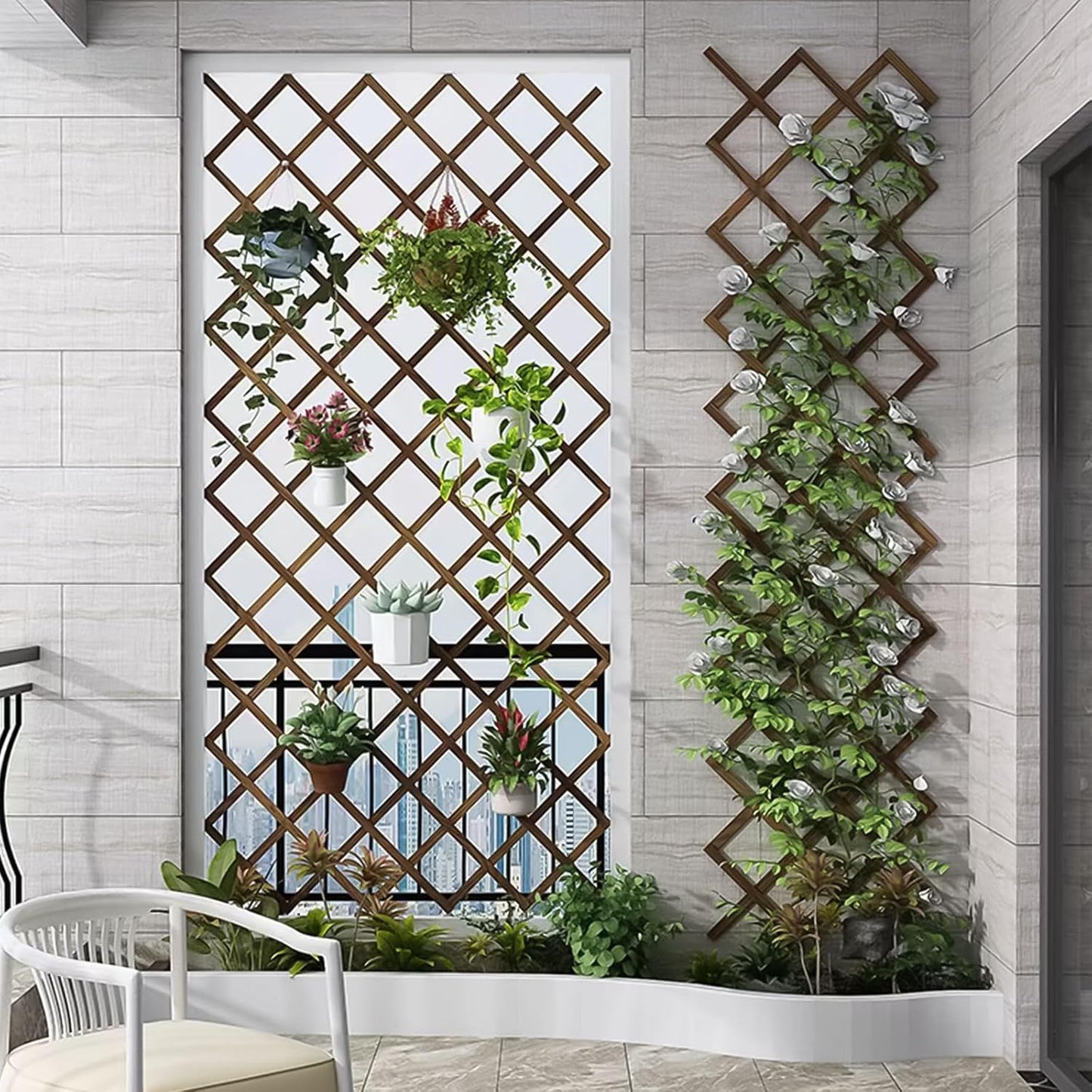 Expandable Garden Trellis, 37" x 90" Trellis for Climbing Plants Outdoor, Wooden Lattice Fence Wall Panel Lattice Panels for Outside, for Climbing Plants Vine Ivy Rose Cucumbers
