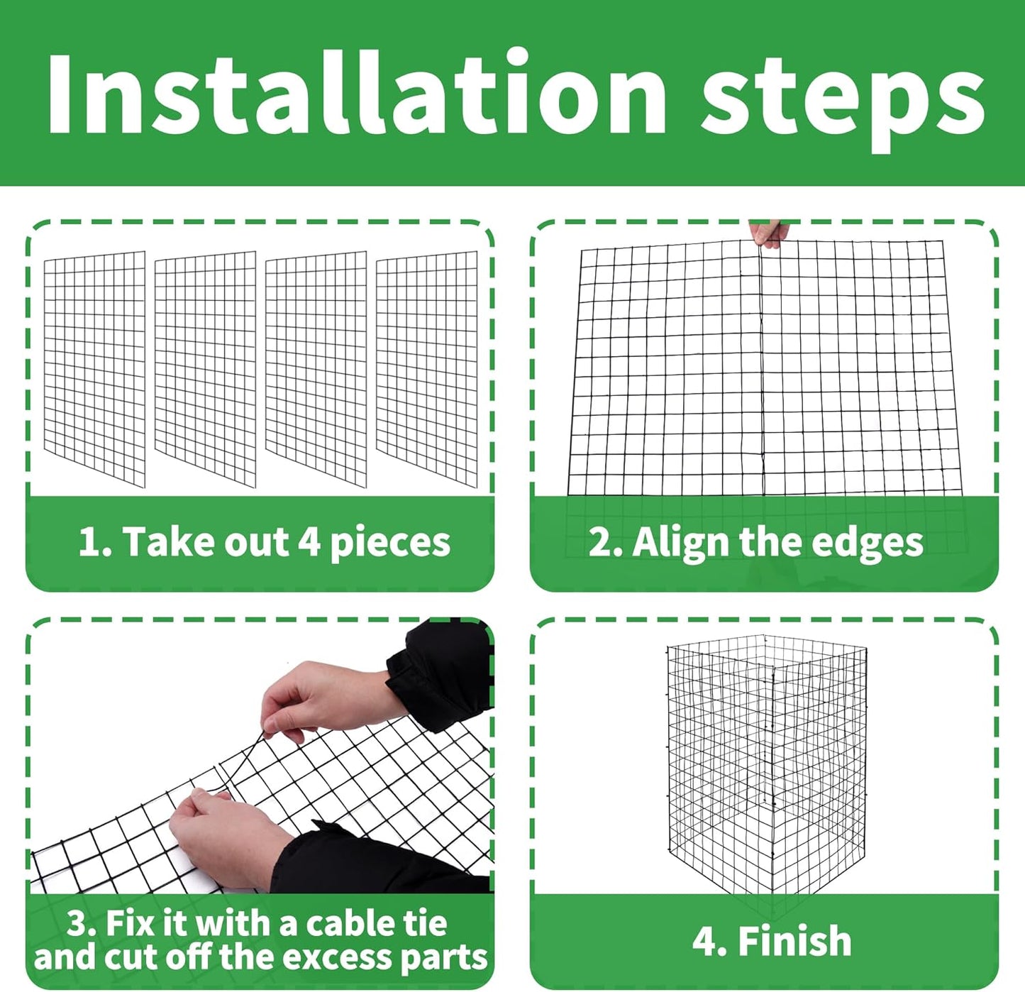 DECOHS 8 Packs Wire Plant Protectors from Animals- 20 x 12 Inch Heighten Square Garden Wire Plant Cages Mesh- Metal Garden Plant Cloche Protection Barricades for Protecting Plants Vegetables Flowers