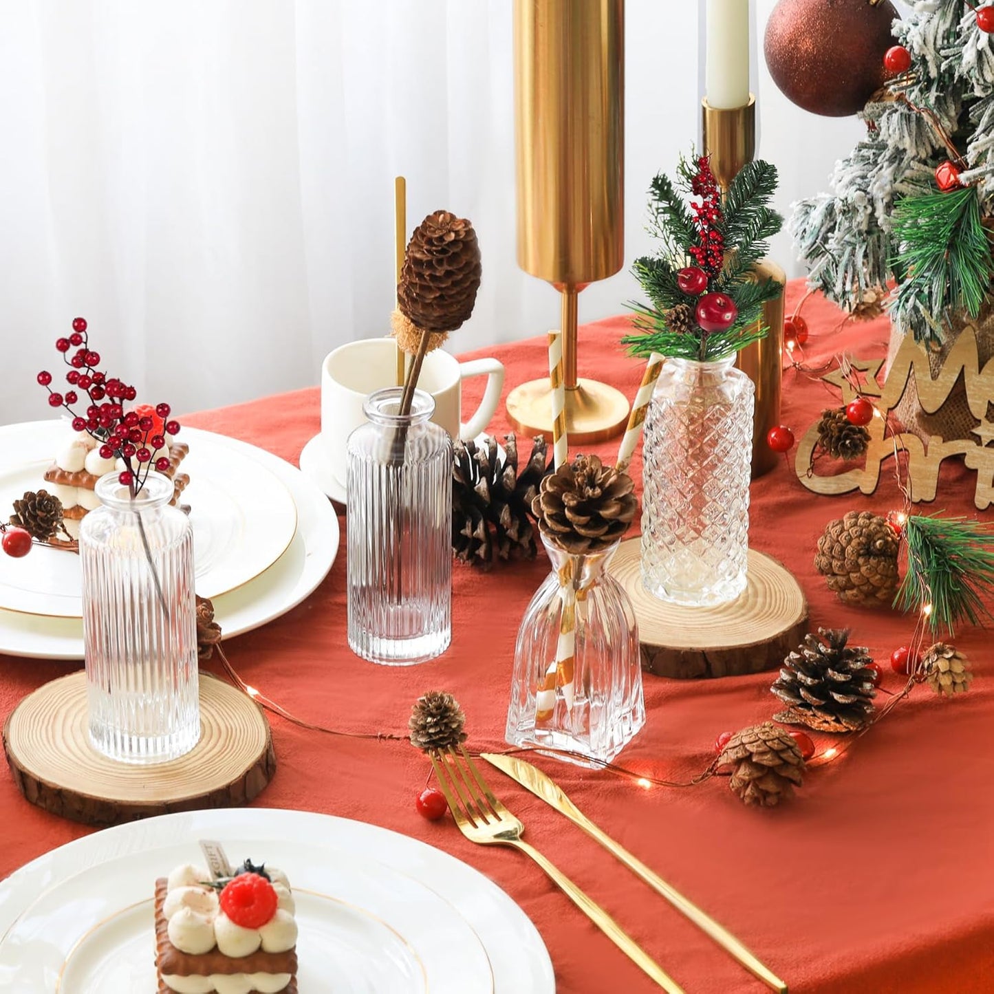 ComSaf Glass Bud Vases Set of 32, Small Clear Bud Vases in Bulk, Mini Flowers Vases for Centerpieces, Vintage Bottle Set for Table Decorations, Wedding Decor, Recepetion, Home, (Clear)