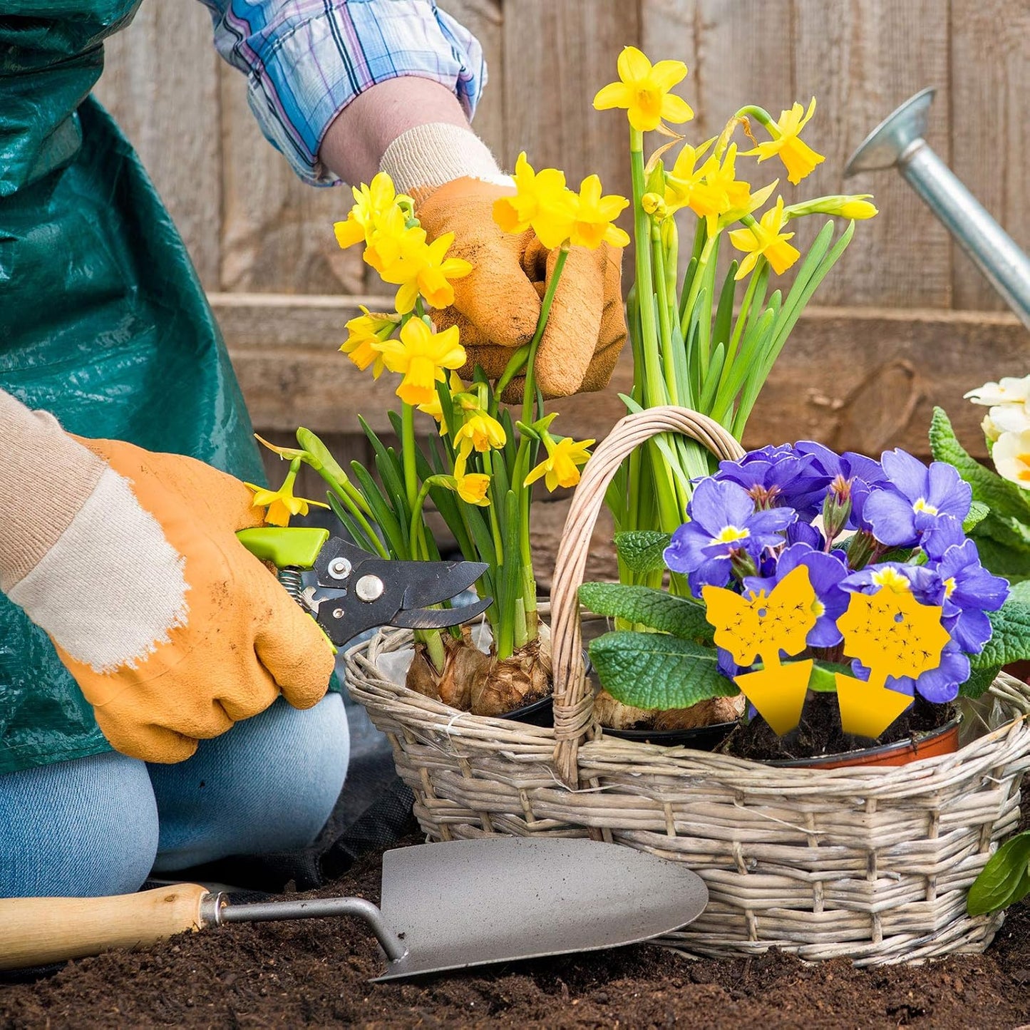 24PCS Fruit Fly Sticky Traps, Fungus Gnat Traps Insect Trap for Plants Kitchen Indoor and Outdoor（24 Light Yellow）
