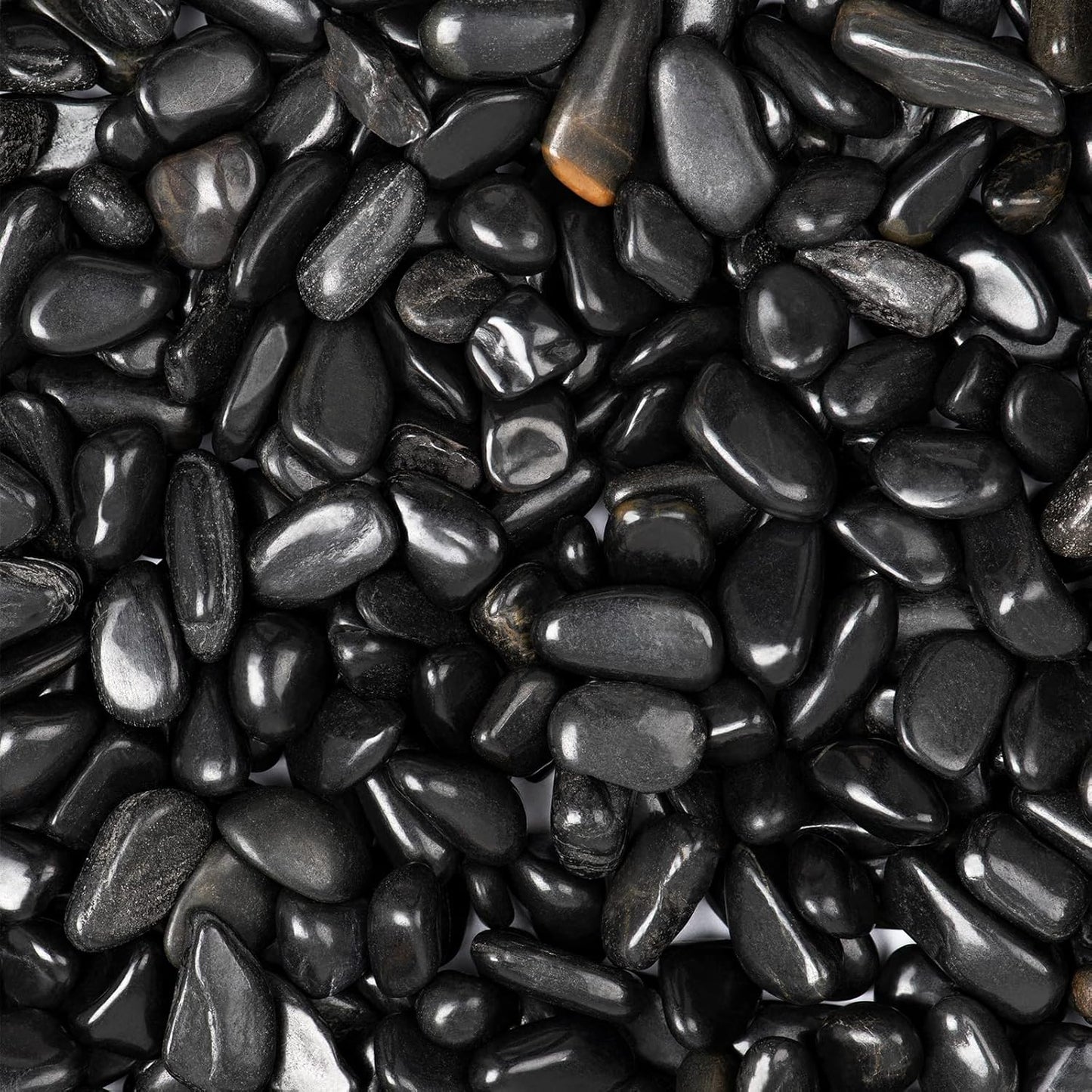5lbs Black Natural River Rocks, High-Polished Pebbles for Plants Garden, 0.3-0.8 inch Decorative Stones, Ideal for Fish Tank, Vases, Home Decor and Garden Landscaping,Black