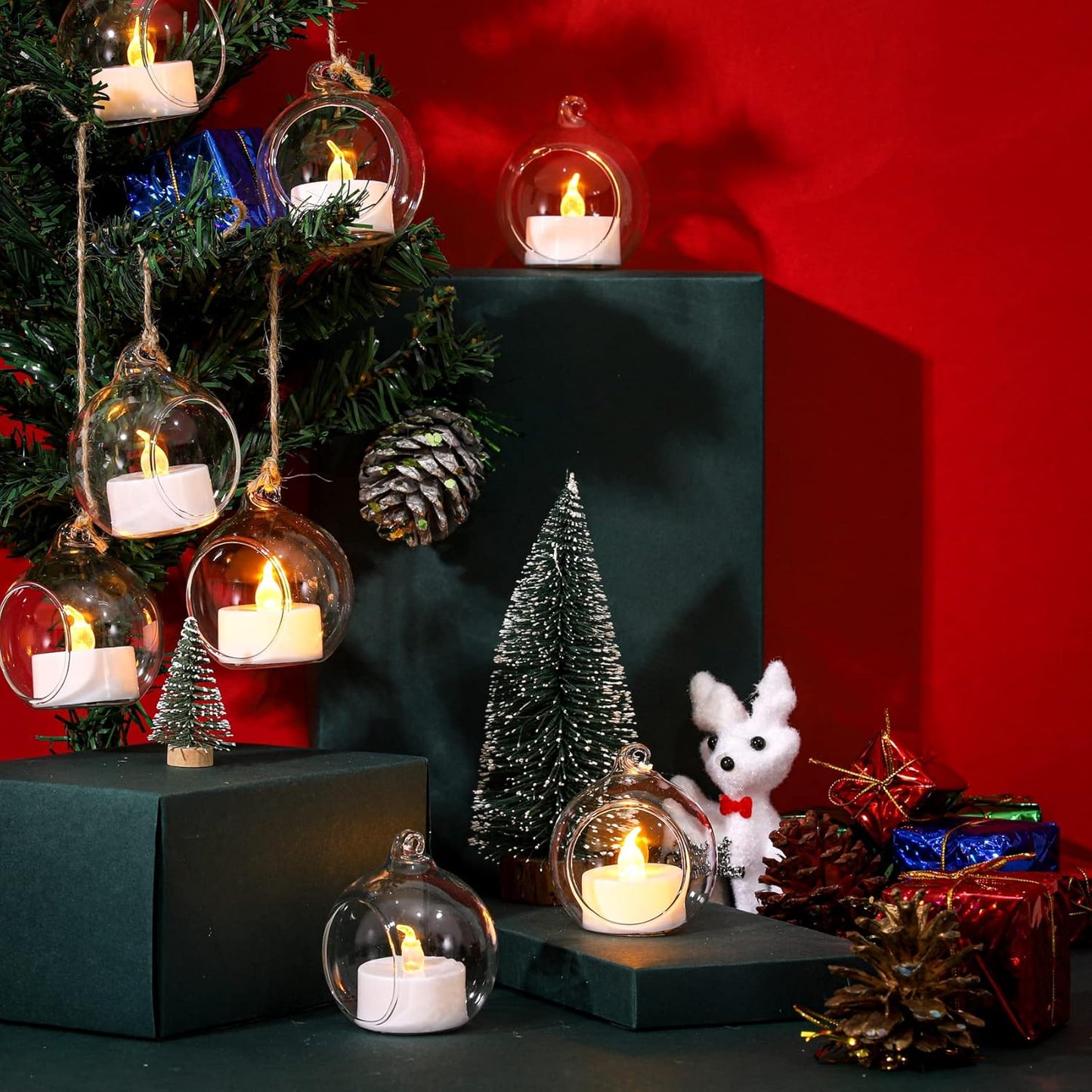 3.15 inches Hanging Tealight Holder Glass Globes Terrarium Wedding Candle Holder Candlestick (18 Pcs/Set) (18pcs)