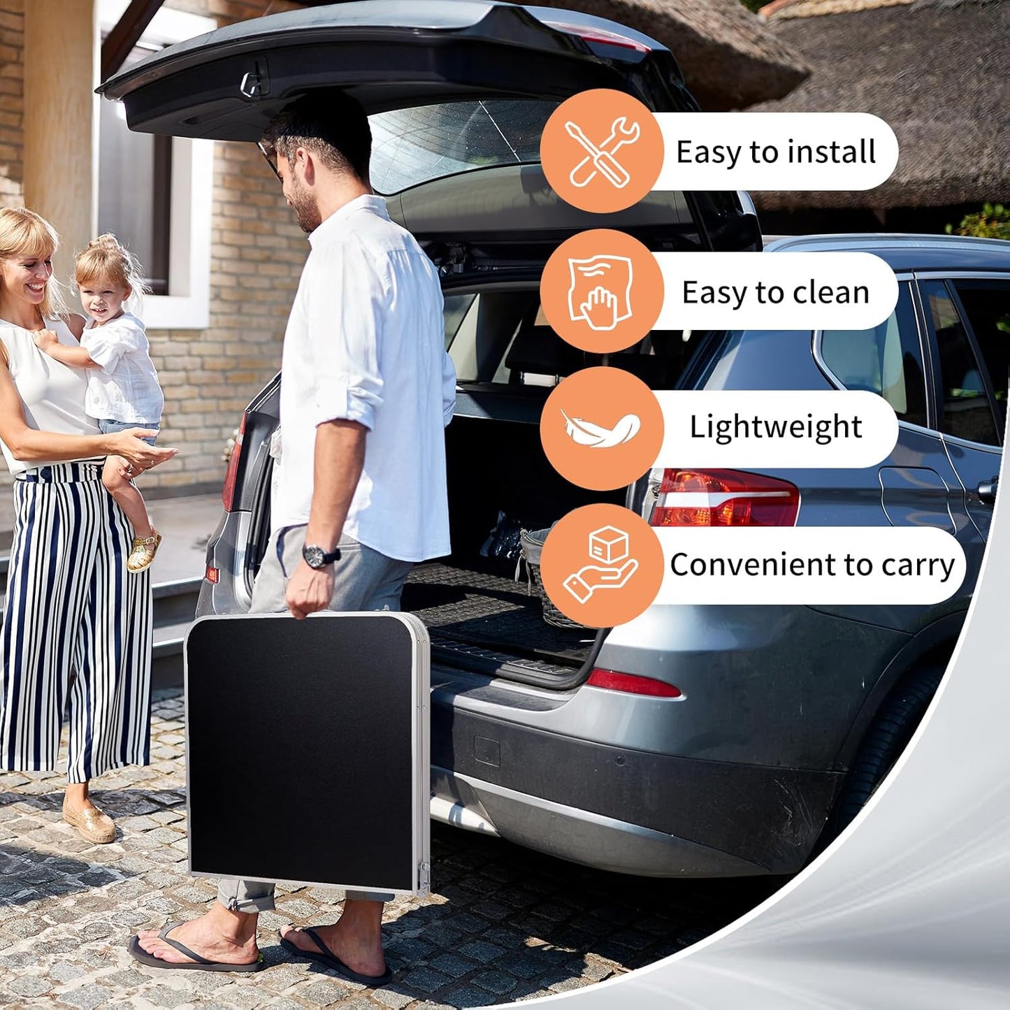 4.0 Ft Folding Portable Camping Table with Three Adjustable Heights, RV Tables for Inside a Camper, Outdoor, BBQ, Dining, Picnic, Cooking, Beach, Garden, Black