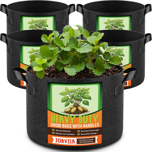 5 Pack 30 Gallon Grow Bags, Thickened Nonwoven Fabric Planter Pots with Handles, Heavy Duty 300G Garden Pots for Tomato, Potato and Vegetable