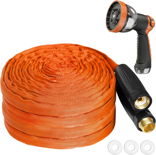 Garden Hose 25ft Made of TPE(Not PVC), with 10 Patterns Sprayer Nozzle, Flexible Water Hose with Swivel-Handle, Solid Brass Fittings, Non-Shrinking, Drinking Water Safe Material, All-weather