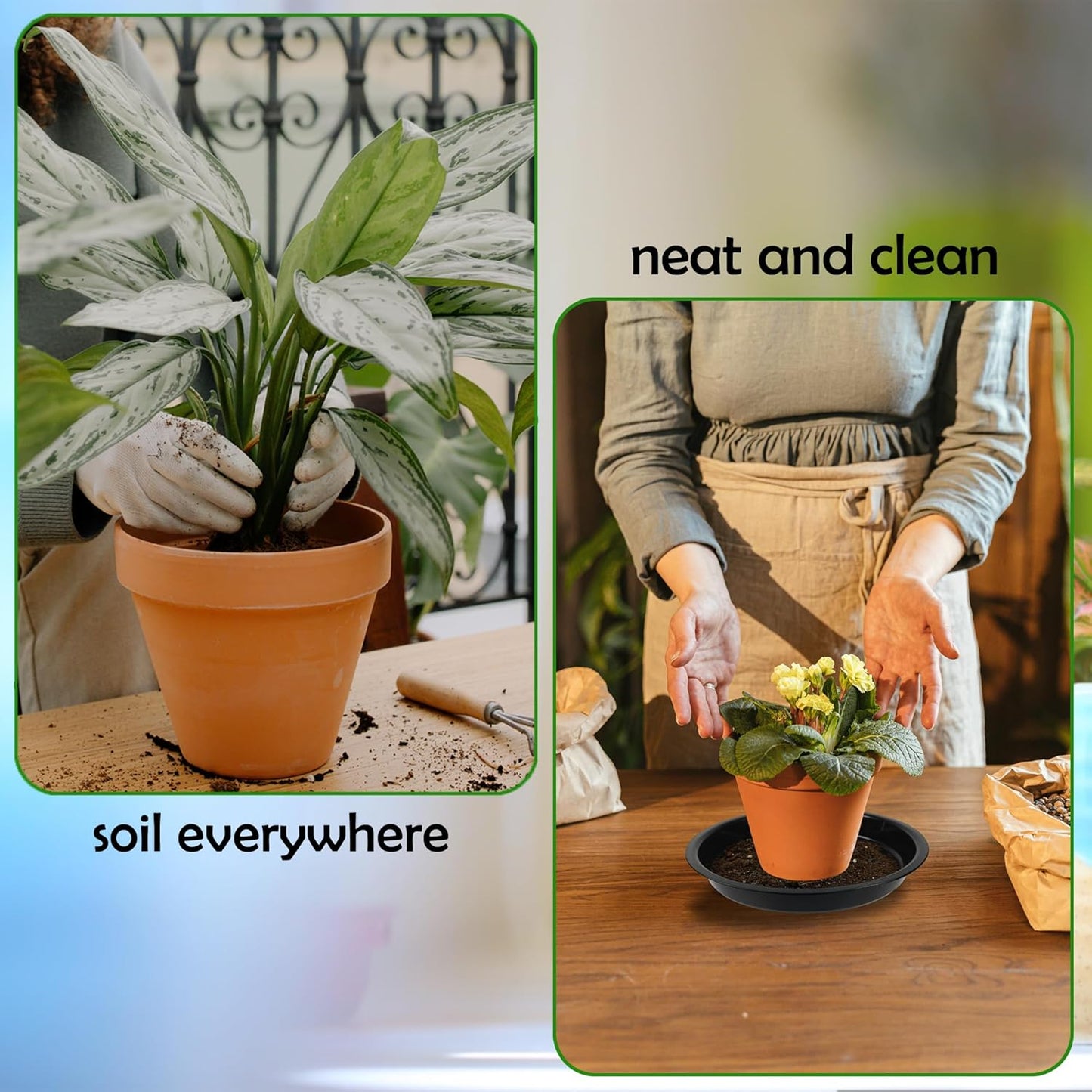 4 Pack 16 Inch Round Plant Saucers for Less 14Inch Pot Indoors Outdoors Plant Trays for Pots Planter Saucer Plastic Plant Drip Tray Flower Planter Water Tray for Potted Plants(Black, 16"(4pcs))