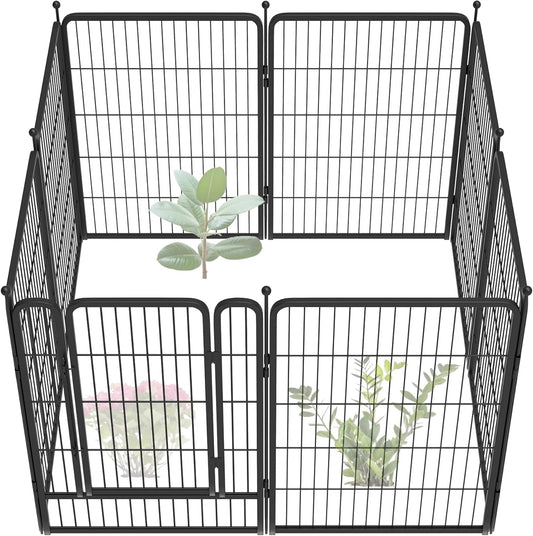 FXW Garden Fence Outdoor for The Yard – 40in(H) x 18.2ft(L) Heavy Duty Metal Animal Barrier for Dog and Rabbit, Decorative Dog Fence, 8 Panels, Black