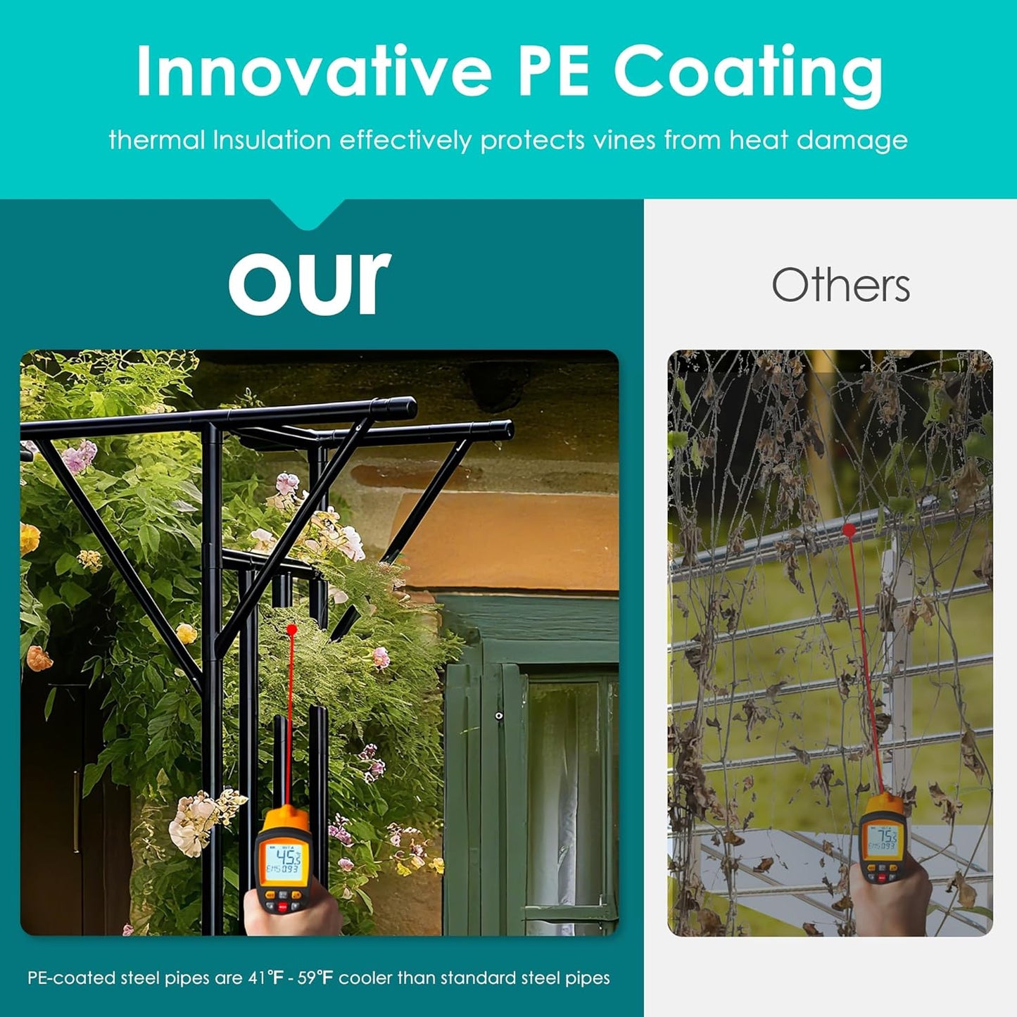 Flat Top Garden Arch Trellis 11FT x 9FT, Extra Large Garden Trellis for Climbing Plants Outdoor, 141.7in x 108in PE-Coated Metal Arbor Archway Trellis for Roses,Wisteria,Wedding,Patio Decoration Black