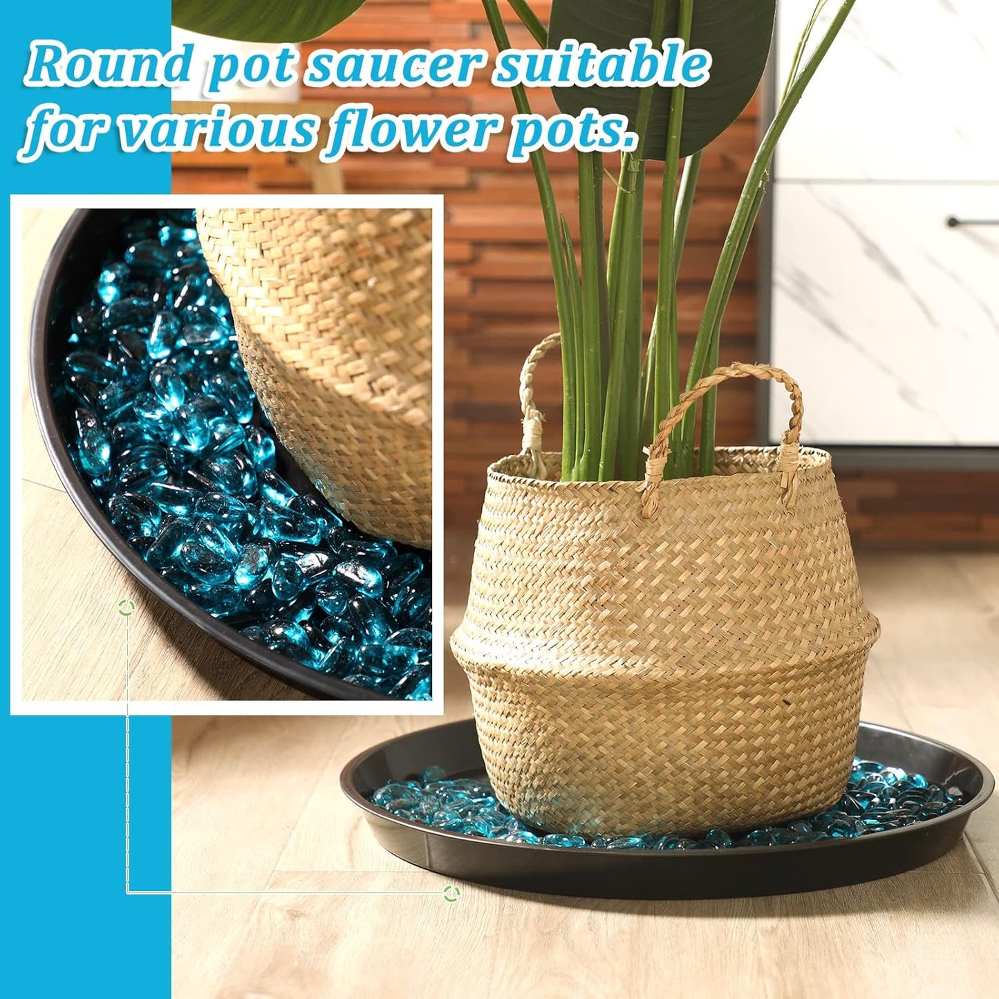 Eccliy 12 Pcs Plastic Plant Saucers Round Plant Tray Large Flower Pot Heavy Duty Planter Water Trays Thick Planter Drip Saucers for Indoors and Outdoors(16, 18 and 20 Inch,Black)