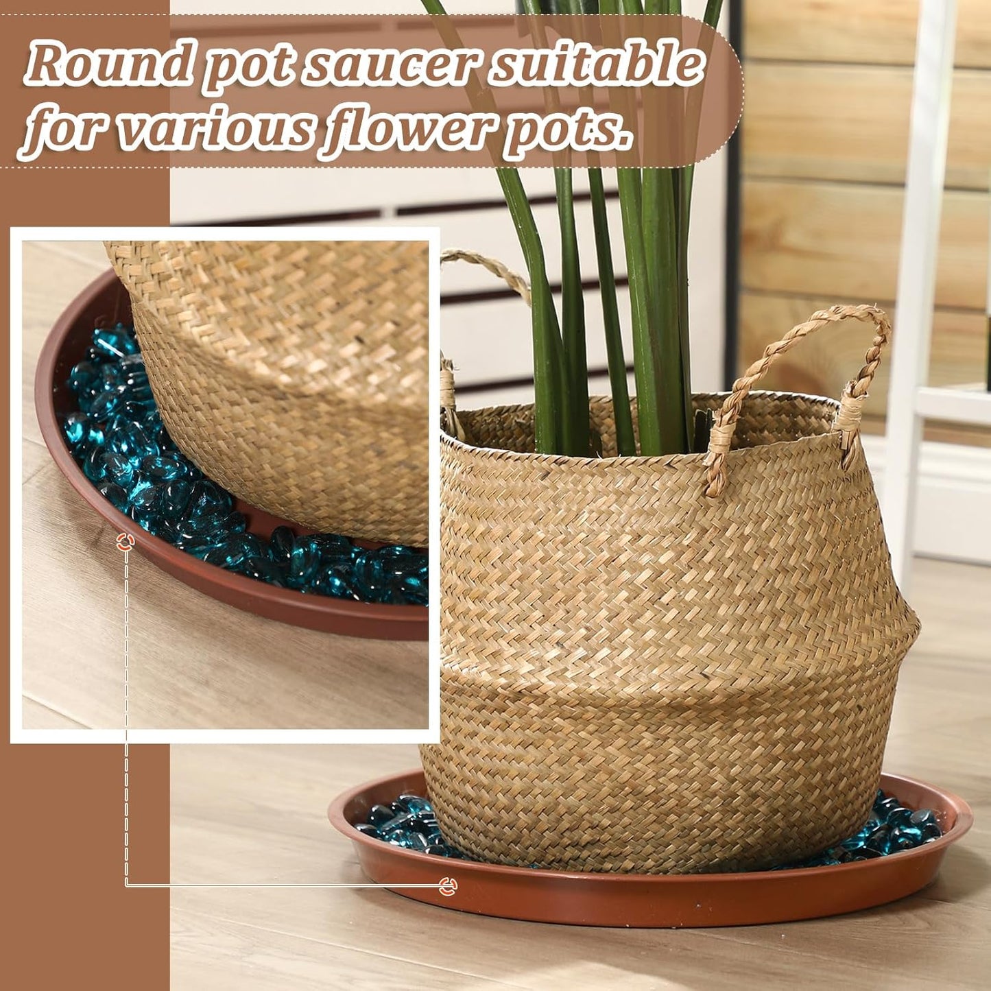 Eccliy 12 Pcs Plastic Plant Saucers Round Plant Tray Large Flower Pot Heavy Duty Planter Water Trays Thick Planter Drip Saucers for Indoors and Outdoors(16 Inch,Red)