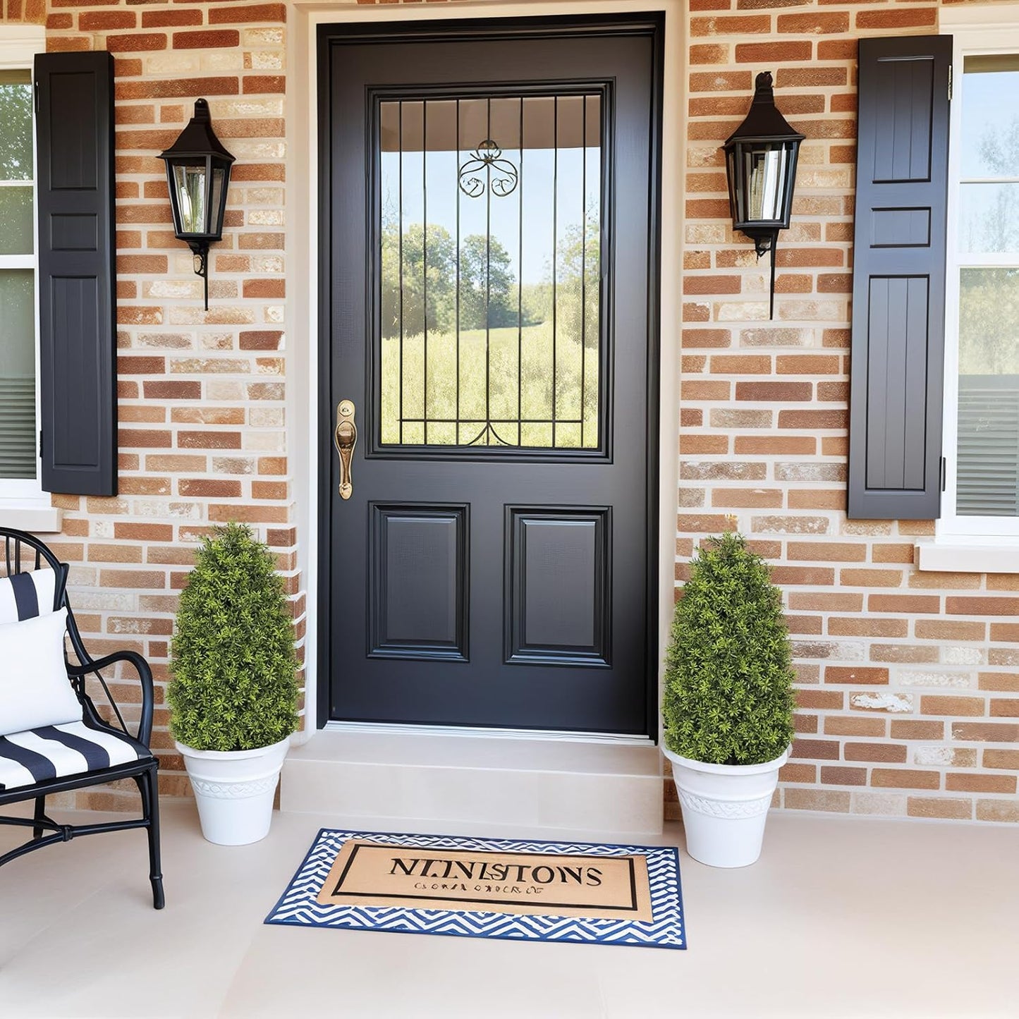 3ft Artificial Boxwood Topiary Trees (Set of 2) - UV Resistant Faux Plants for Outdoor/Indoor, Realistic 36in Fake Bushes and Shrubs for Front Porch, Planter, Patio - Low Maintenance & Evergreen