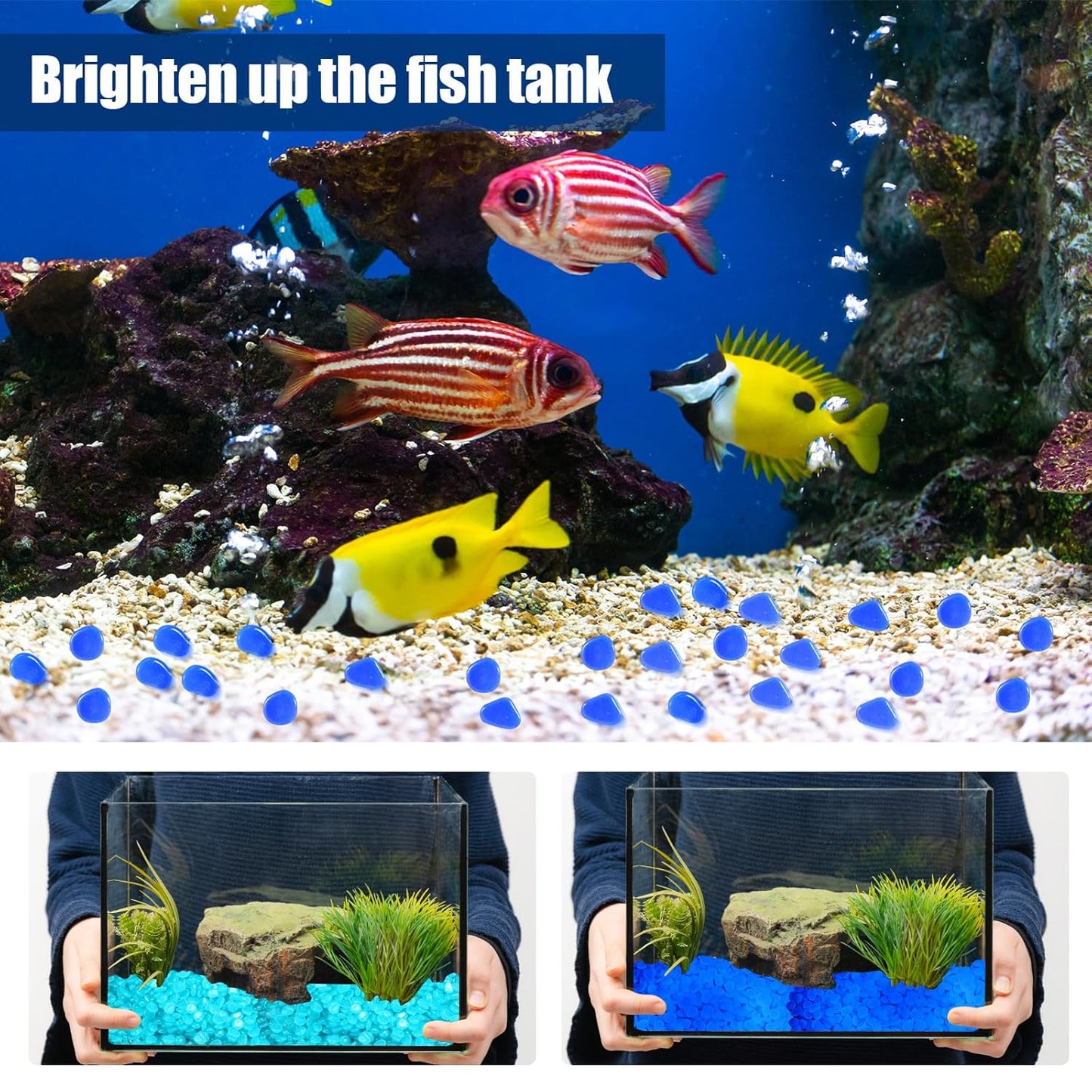 Sasylvia 12000 Pcs Glow in The Dark Rocks Glow in The Dark Stones Glowing Rocks for Garden Outdoor Glowing Fish Tank Pebbles Luminous Stone for Outdoor Yard Patio Aquarium Landscaping (Dark Blue)