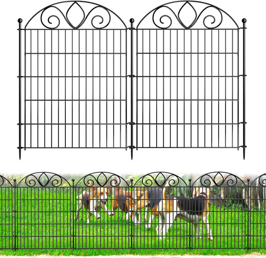 10 Panels No Dig Tall Garden Fence Panel – 34" H X 22' L Rustproof Metal Dog Fence Outdoor for Yard, Decorative Animal Barrier Fence for Pet, Garden Border, Patio, Flower Beds| Temporary Fencing
