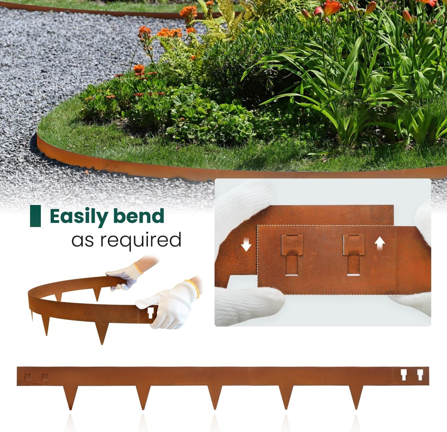 Corten Steel Landscape Edging 40 Inch Strips Steel Landscape Edging Metal Garden Edging Border Rusted Edge 4.5 Inch Depth Steel Edging for Landscaping Lawn Yard 6 pcs by GZGNEEVL