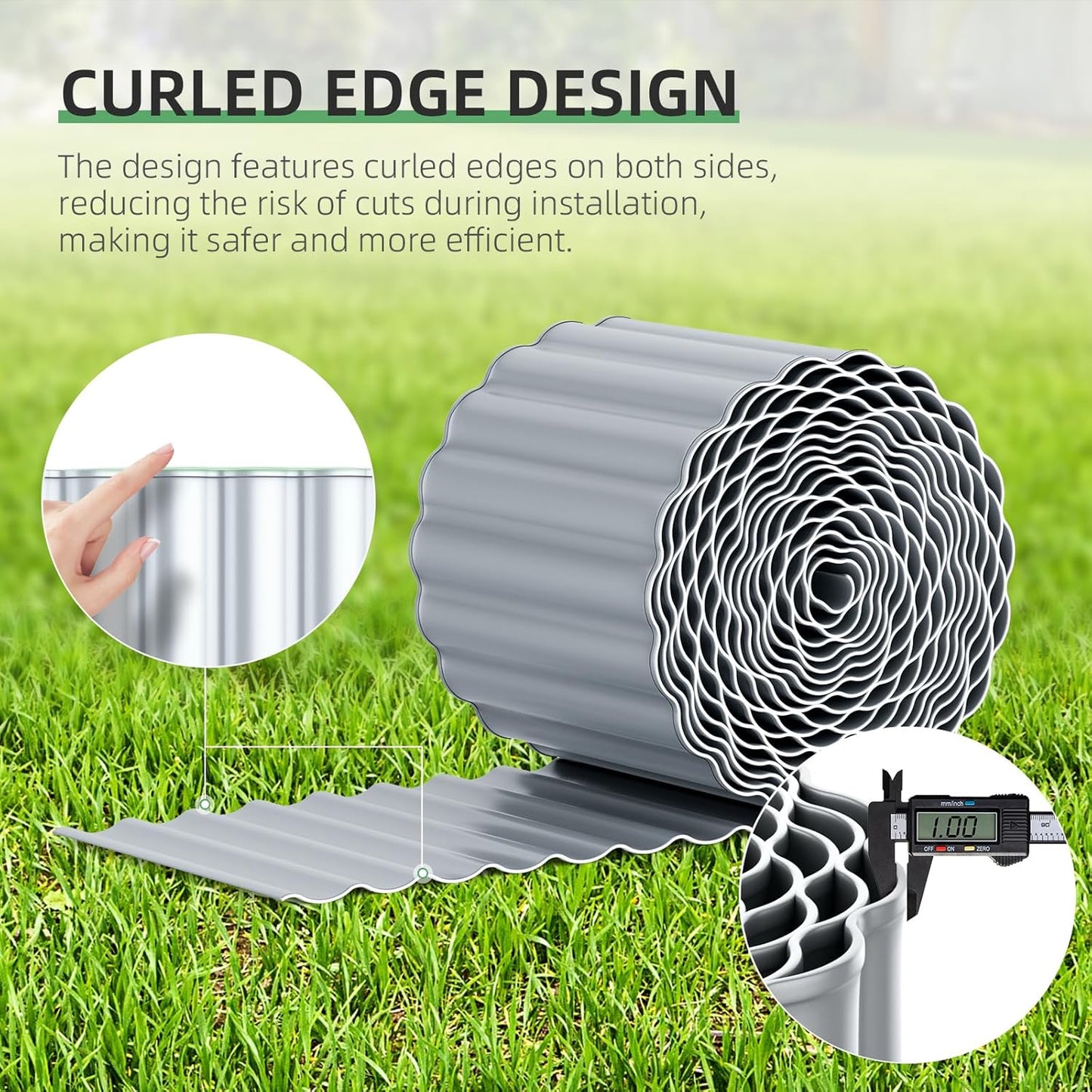 Corrugated Metal Garden Edging, 5''×100Ft Garden Border Edging, Landscape Edging Border, Metal Edging for Landscaping, Garden, Pathway, Lawn, Flower Bed(Silver)