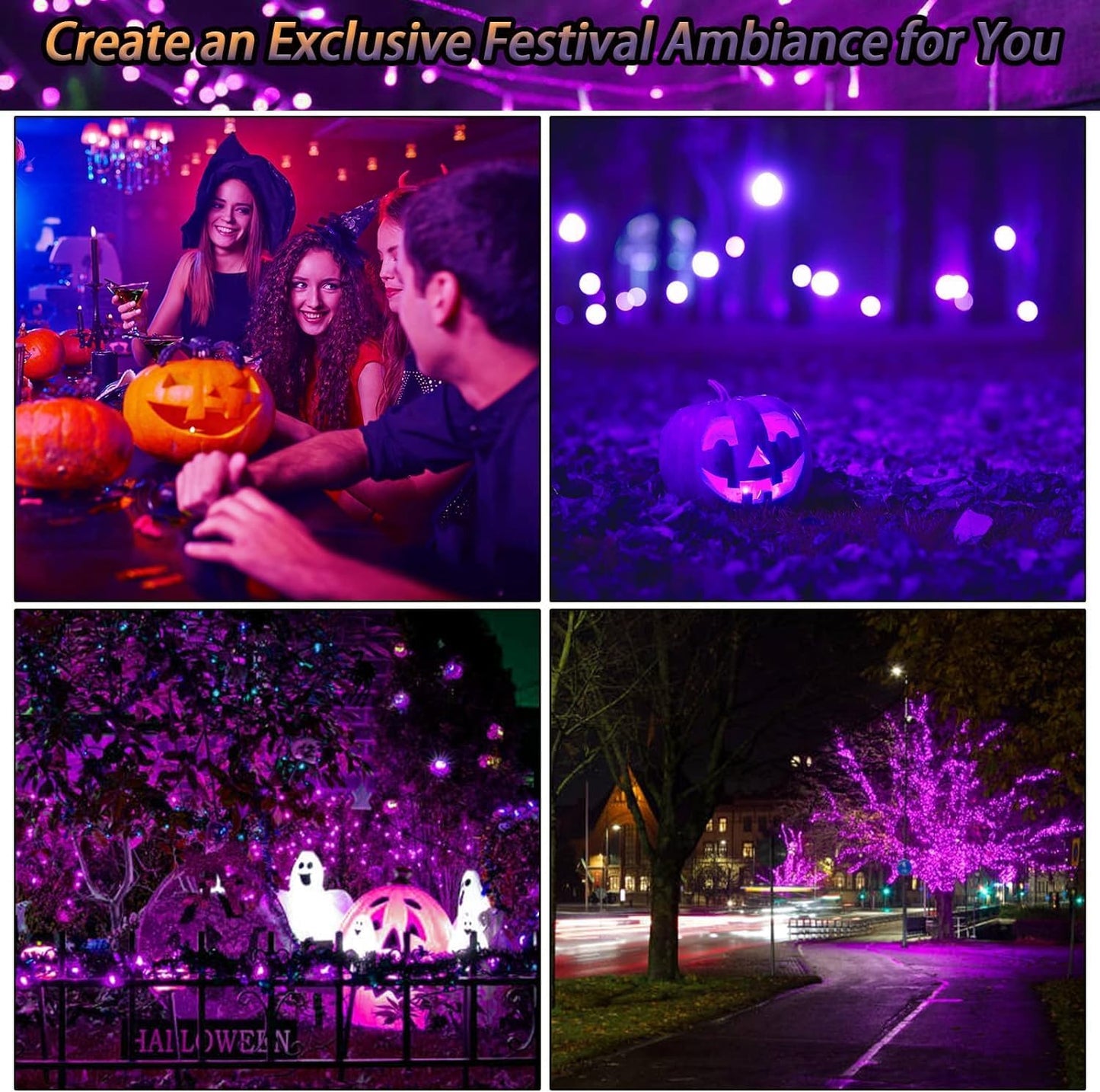 Solar String Lights for Outside, 39Ft 100 LED Solar String Lights Outdoor with 8 Modes，Solar Lights for Outside Waterproof for Yard, Fence,Balcony, Party,Christmas Tree Decorations(Purple)