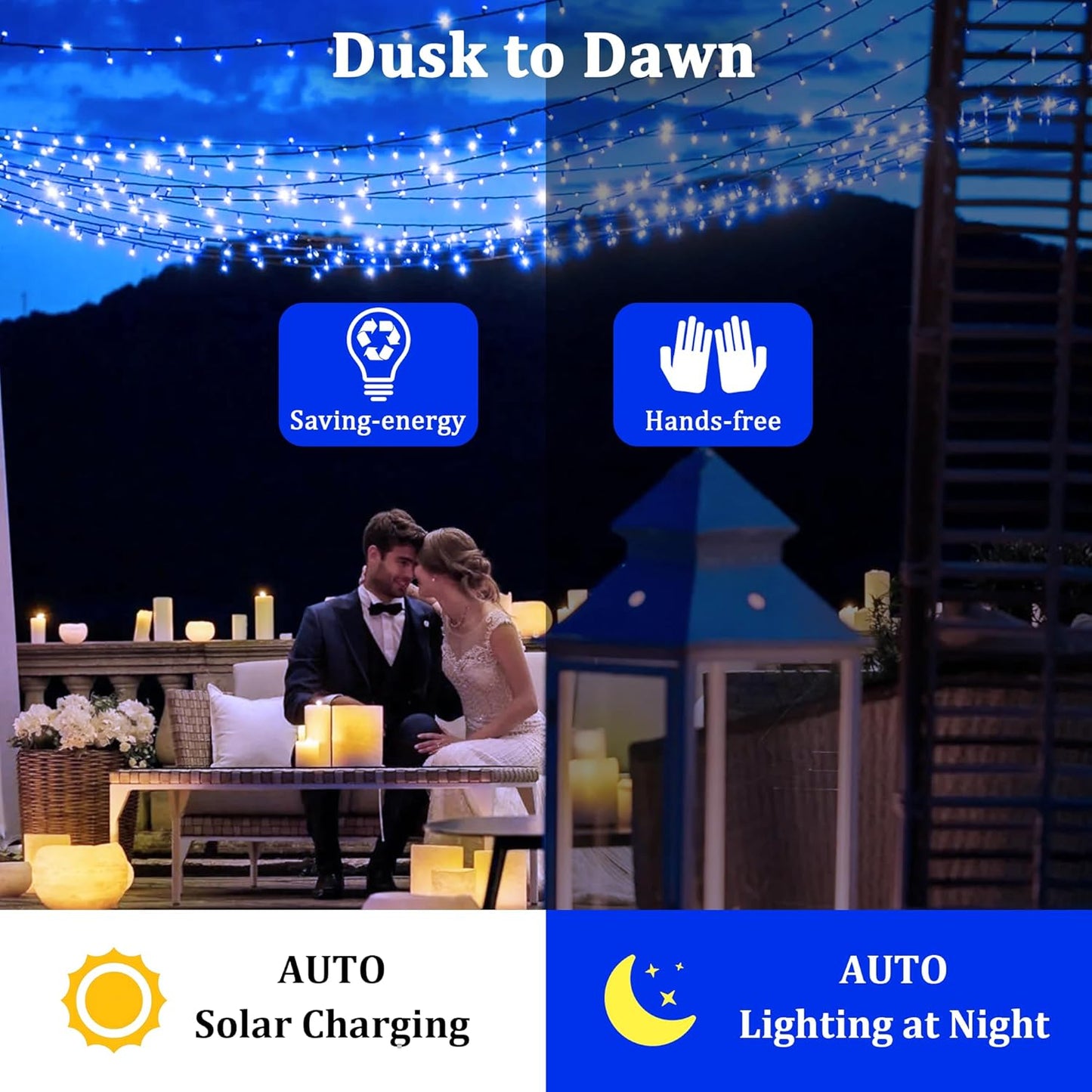 2-Pack 200FT Solar String Lights for Outside, 600 LED Extra-Bright Solar Light Outdoor with 19 Modes & Timer, Waterproof Fairy Solar Lights for Garden Patio Tree Christmas Decorations (Blue), 2021B