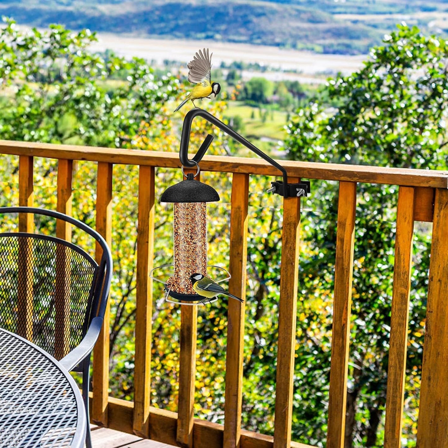 MIXXIDEA 11 Inch Long Fence Deck Hook Rail Hanging Mounting Kit Heavy Duty Bird Feeder Hook Decorative Hanger for Bird Feeders Planters Suet Baskets Lanterns on Balcony Porch Railing Fence