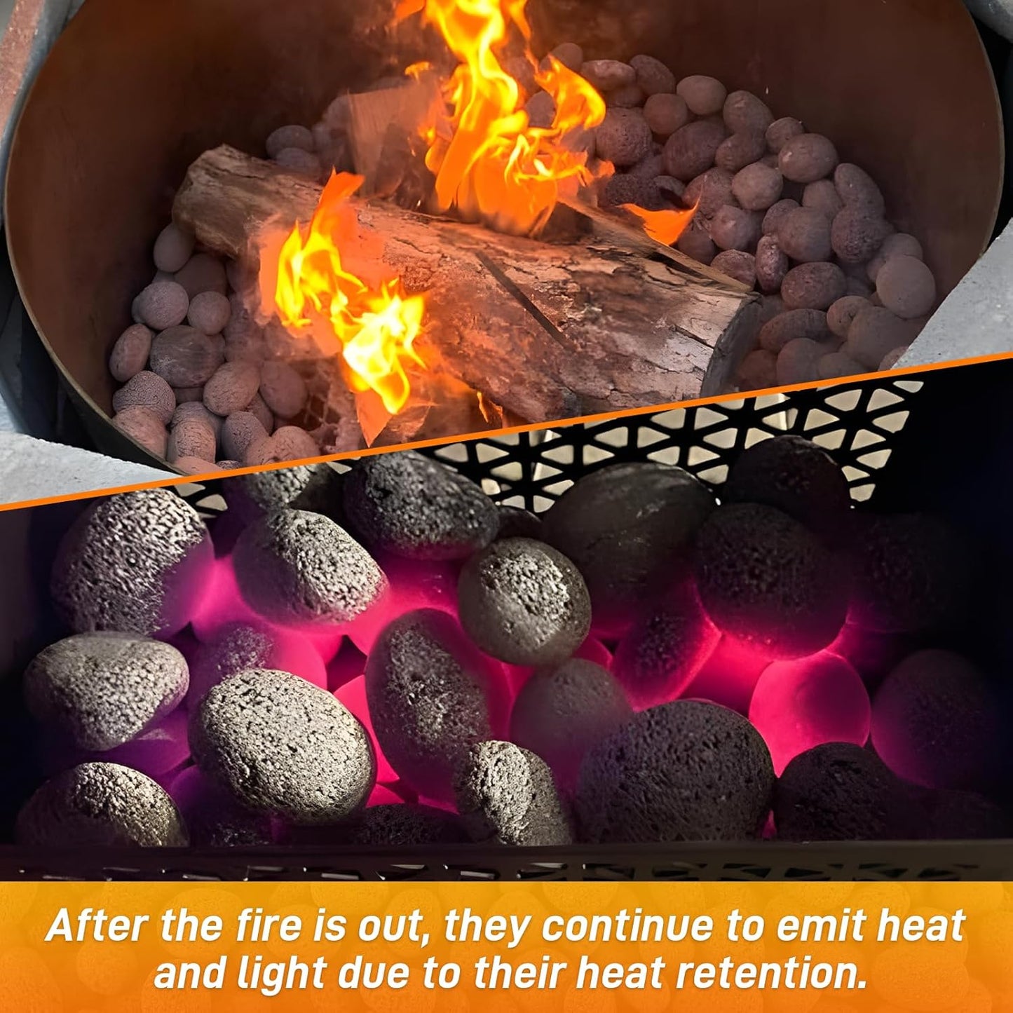 CJGQ 45 Lb Lava Rocks for Fire Pit,2"-3" Natural Pebbles Tumbled Lava Rock,Round Fire Pit Rocks for Portable Fireplaces Propane Gas Fish Tank Landscaping Garden Decoration