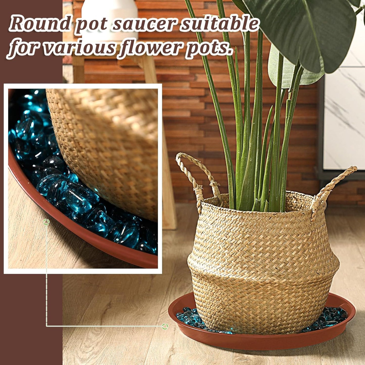 Eccliy 6 Pack Plastic Plant Saucer Heavy Duty Planter Saucers Large Plant Pot Saucers Plastic Water Trays for Indoors and Outdoors Flower Plant Plant Drip (Terracotta,16 Inch)