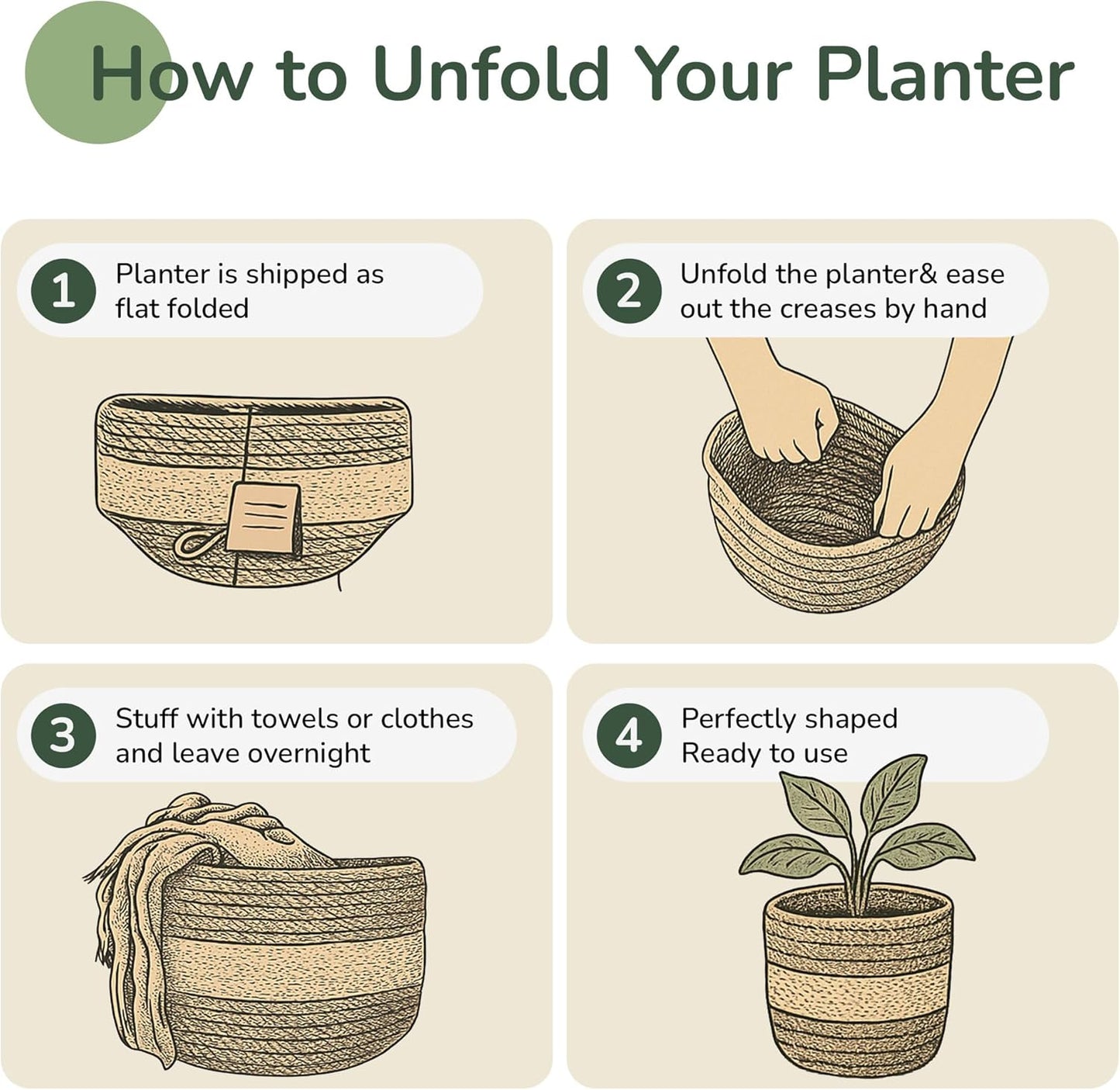 Jute Planter Basket-Woven Jute Rope Covers for Decorating Indoor/Outdoor Succulents, Small Plant Pots-Set of 2-Multi-Purpose Storage Bins 6.5 Inches - Modern Style Décor - Gray & White