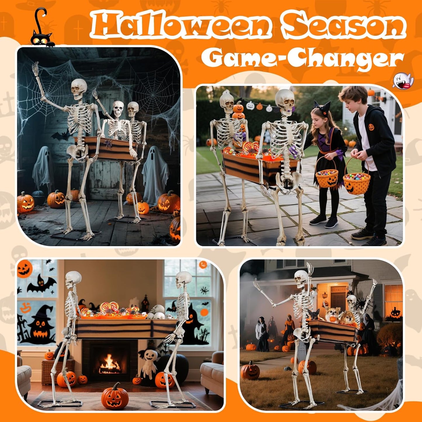 Quntis Halloween Outdoor Party Decoration - 5ft Skeleton Carrying Coffin [Last for Seasons] - Realistic Life Size Undead Pallbearers Drink Cooler - Spooky Graveyard Halloween Display