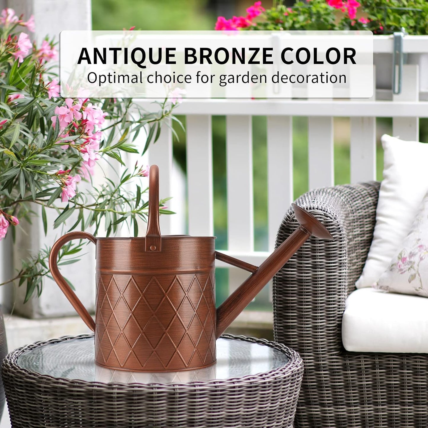 1.75 Gallon Outdoor Metal Watering Can for Garden Plants,Copper Color Watering Can with Removable Spray Spout, Ideal for Outdoor Use (Copper)