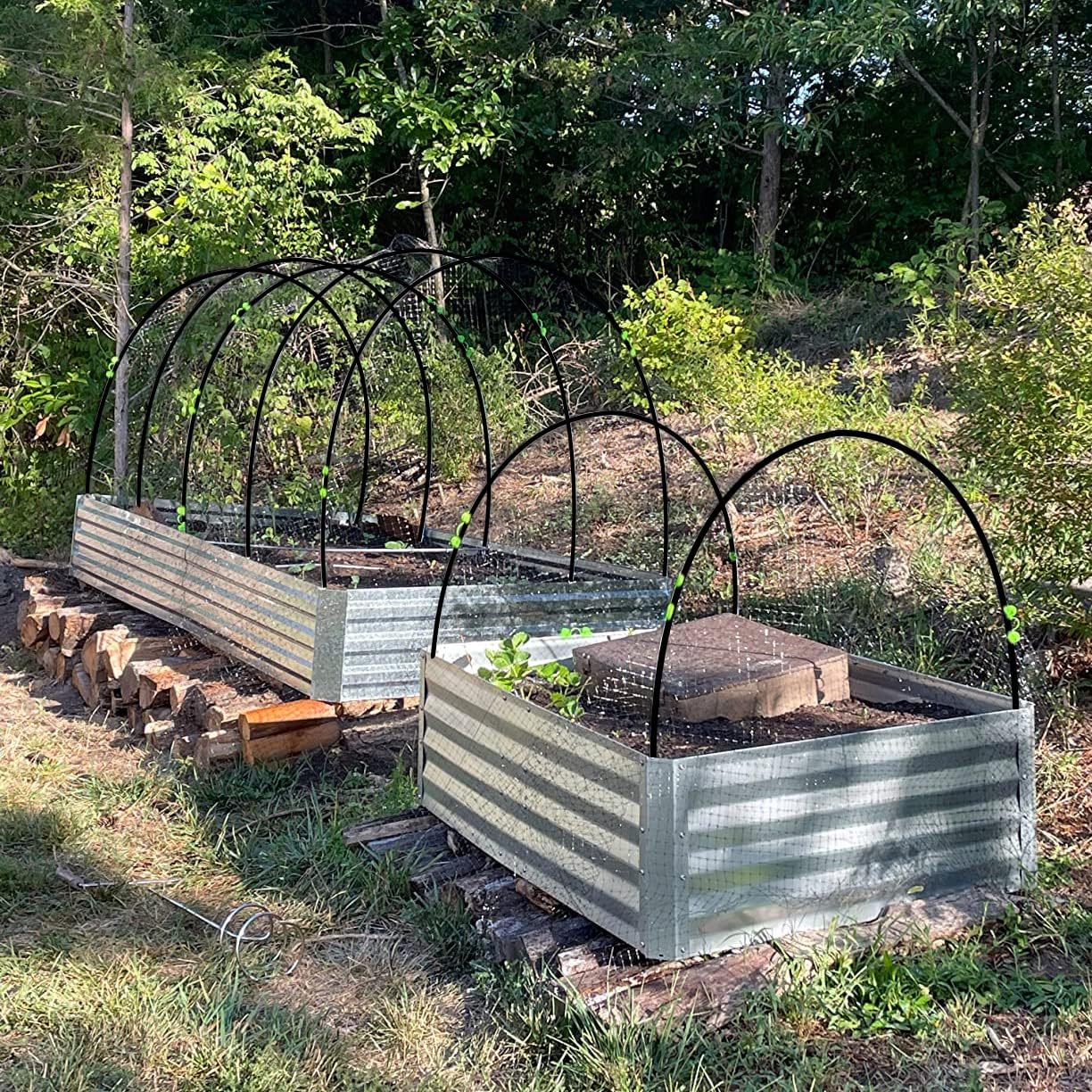 Greenhouse Hoops Grow Tunnel, 10 Sets of 7FT Garden Hoops for Raised Beds, Rust-Proof Fiberglass Frame for Garden Netting, Greenhouse Kit, Plant Shade Cloth, Plant Row Cover, 50 pcs