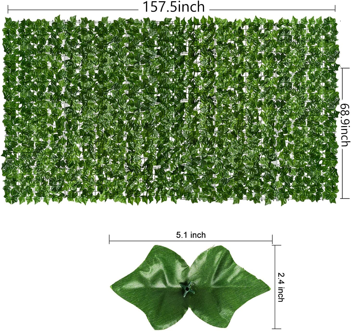 DearHouse 68.9x157.5in Artificial Ivy Privacy Fence Wall Screen, Artificial Hedges Fence and Faux Ivy Vine Leaf Decoration for Outdoor Garden Decor