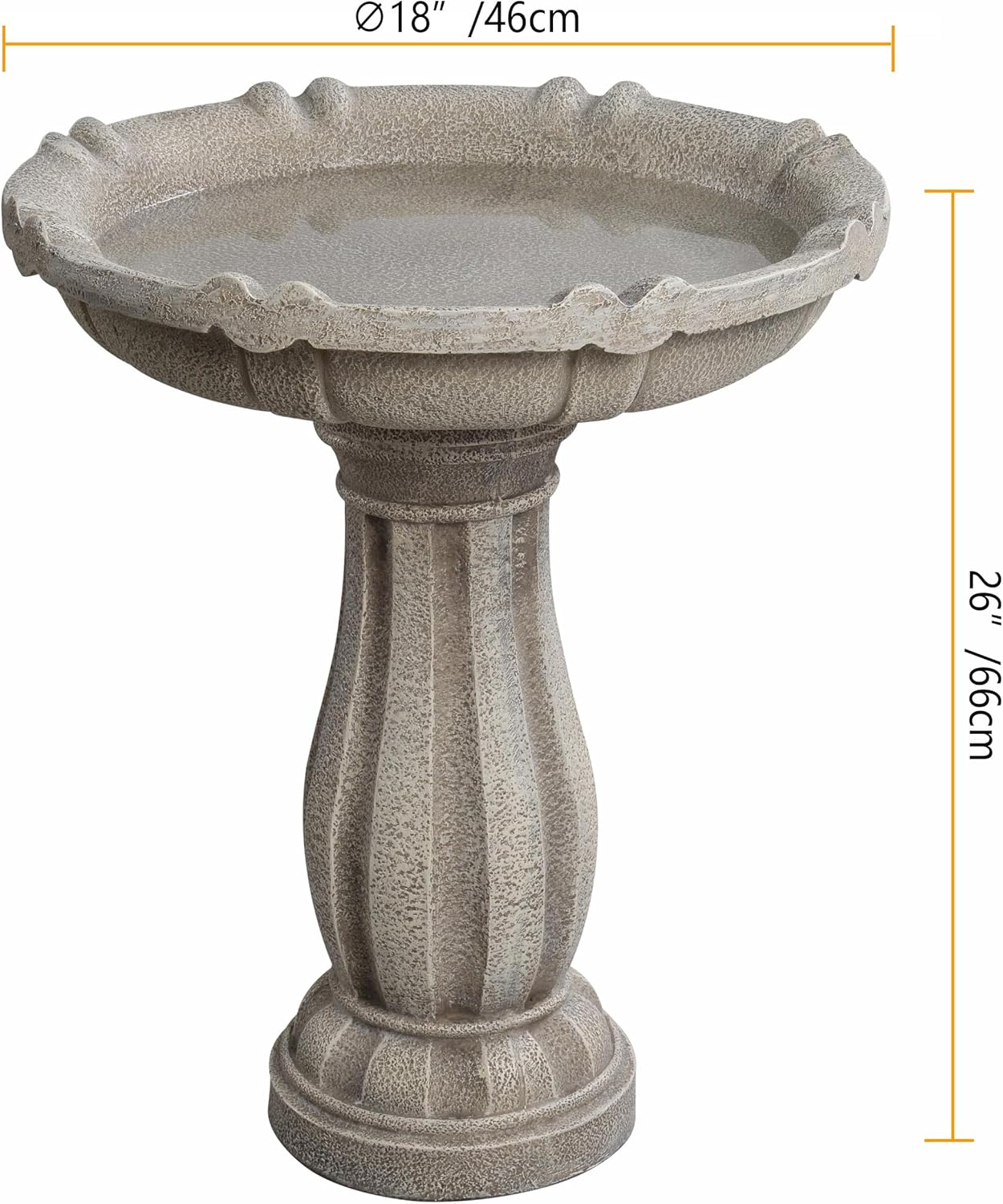 Bird Bath for Outdoor - 26'' Tall Resin Stone Modeling Design Birdbaths, Lightweight and Durable - Enhance Your Outside Garden with This Stunning Water Feature (Ivory White)