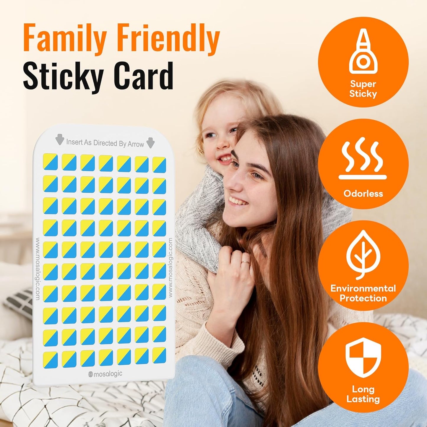 Mosalogic Sticky Card Plug Refill Replacement Glue Cards for Flying Insect Trap Indoor-10pack (No Device)