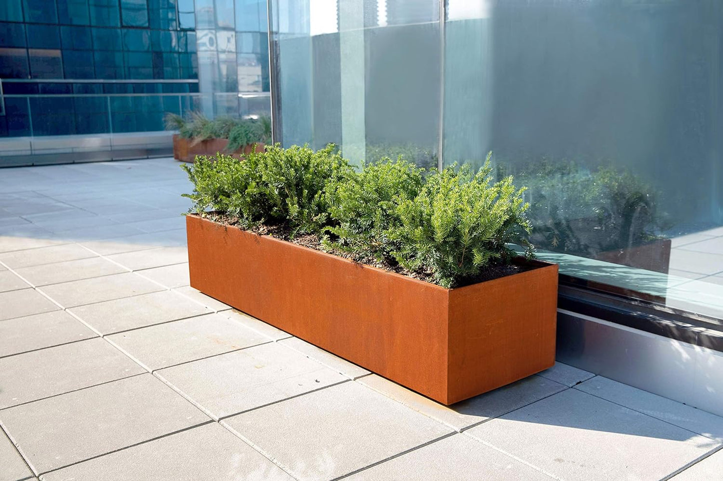 Corten Steel Planters | 46 Inch Large Rectangular Planters for Outdoor Plants | Extra Large Outdoor Planter Box for Patios, Walkways & Garden Borders | Made in USA