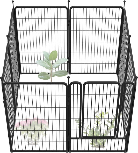 FXW Garden Fence Outdoor for The Yard – 45in(H) x 18.2ft(L) Heavy Duty Metal Animal Barrier for Dog and Rabbit, Decorative Dog Fence, 8 Panels, Black