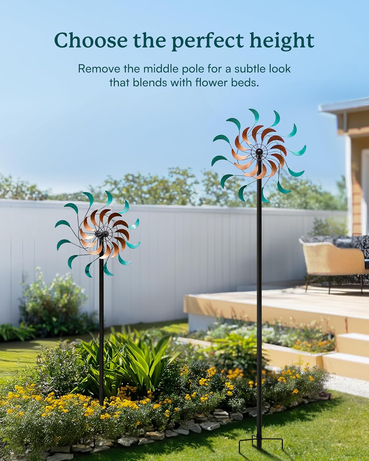 Wind Spinners Outdoor - Metal Windmill for Yard and Garden, Kinetic Wind Sculptures with Stake, Ideal Artistic Decor Gift (13'' W x 54'' H)