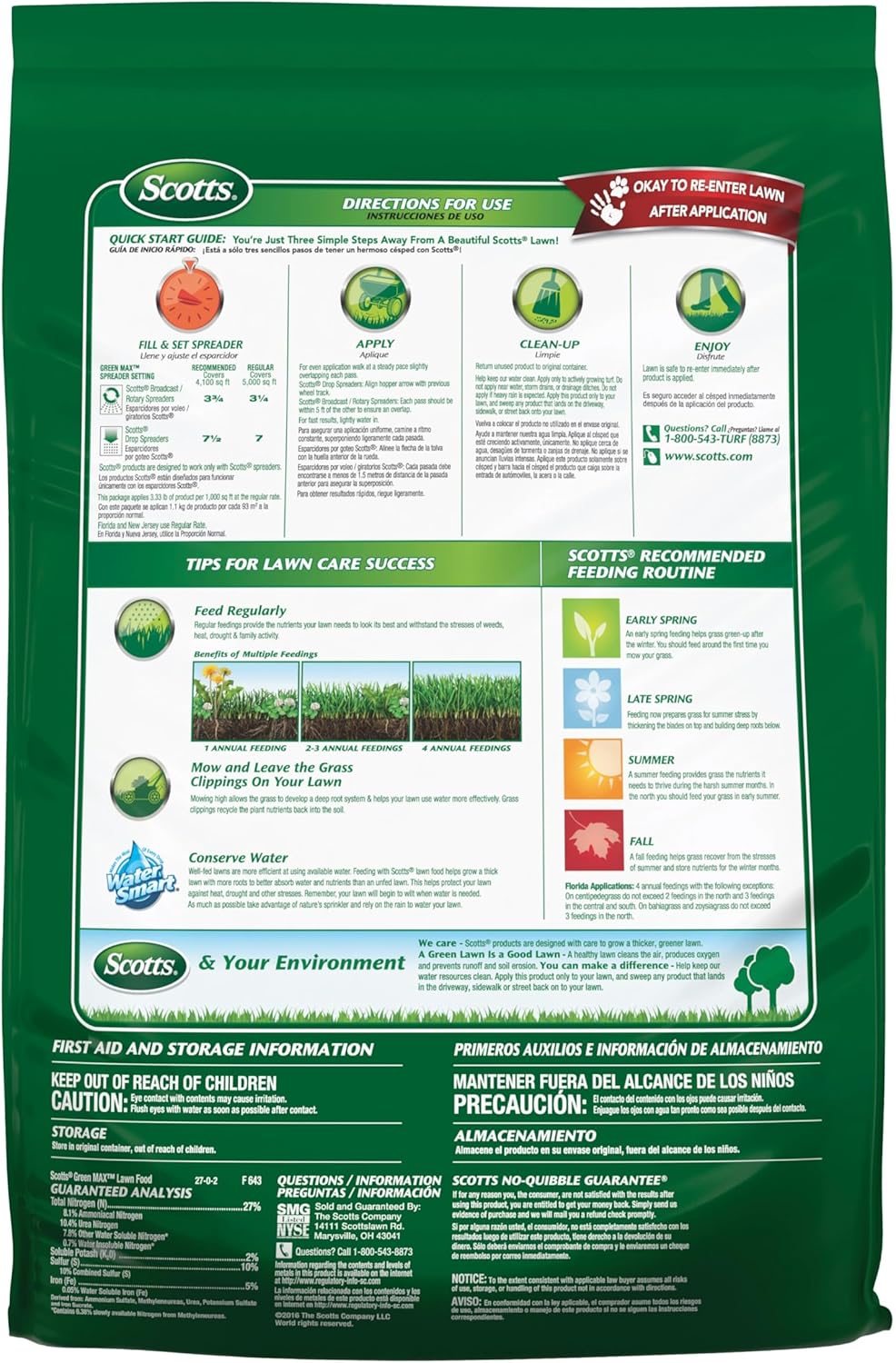 Scotts Green Max Lawn Food, Lawn Fertilizer Plus Iron Supplement for Greener Grass in 3 Days, 5,000 sq. ft., 16.67 lbs.