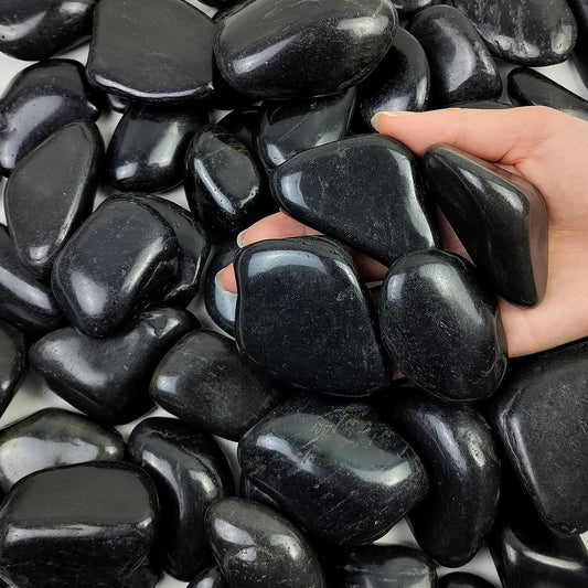 20 lbs Large Black River Rocks for Garden, 2-3 inch Polished Pebbles for Plants. Decorative Stones for Planters Landscaping Vase Aquarium and Fish Tank
