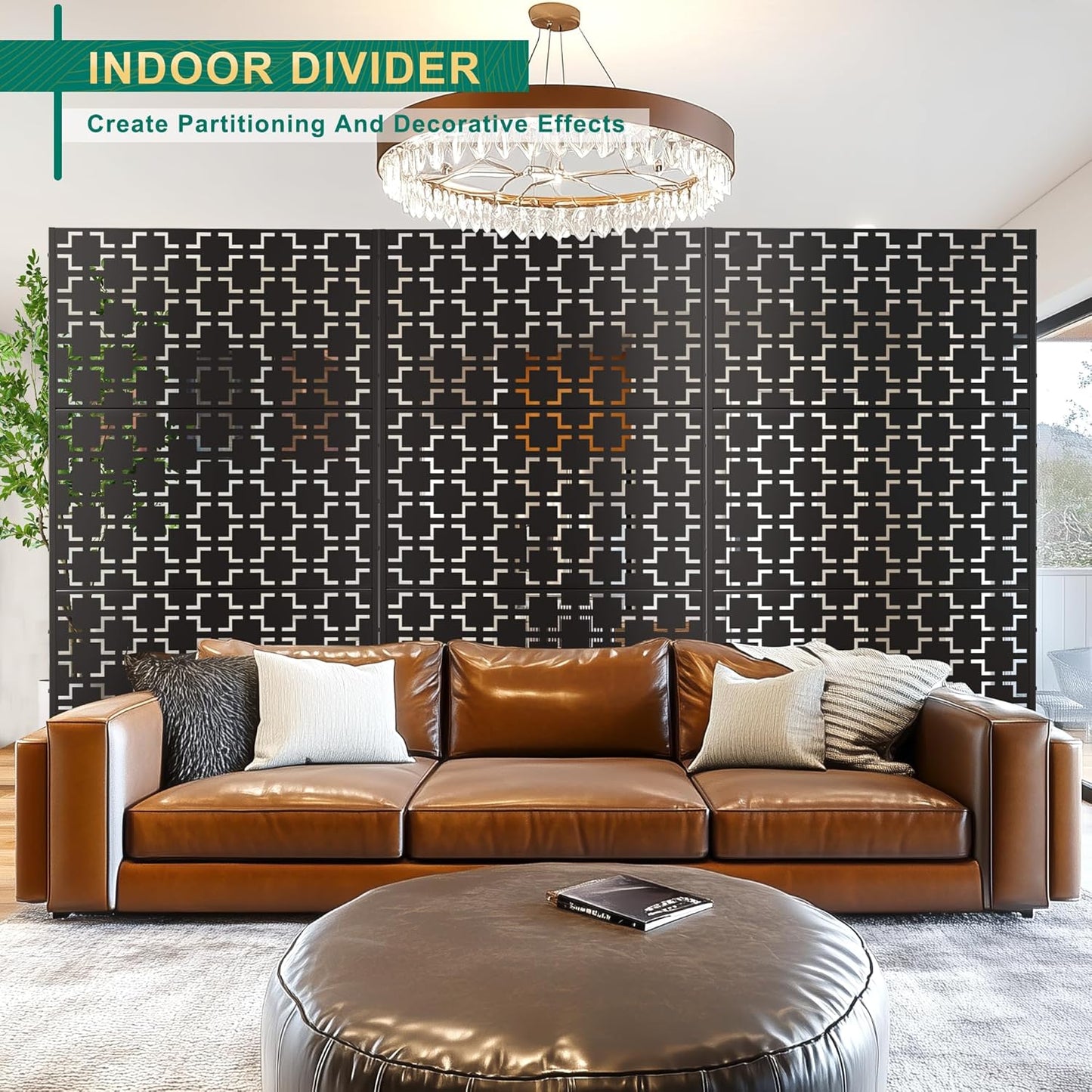 72" H×47" W Metal Privacy Screen Outdoor Privacy Screen Freestanding, Outdoor Privacy Screens and Panels for Patio Lawn Deck, Outdoor Privacy Panels Decorative Privacy Fence(Consists of 3 Panels)