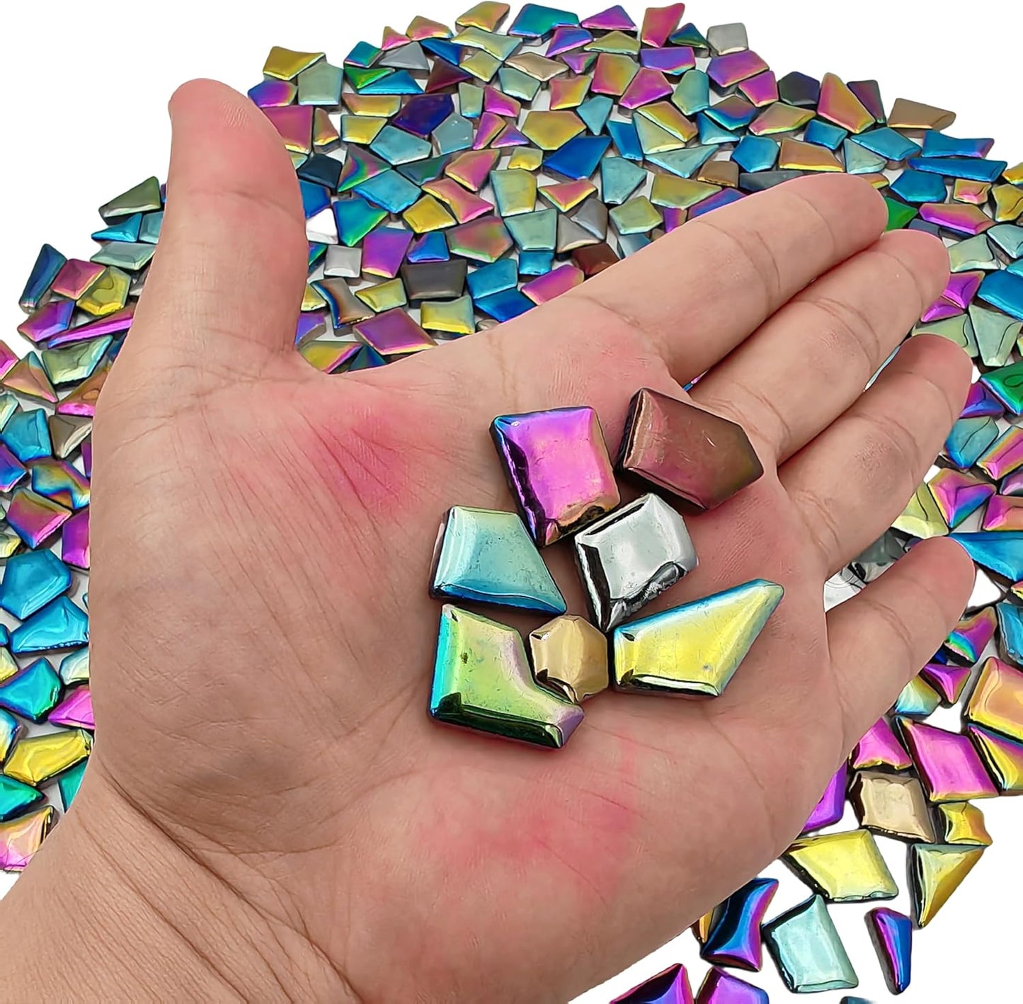 1.1LB Irregular Ceramics Mosaic Tiles, Mosaic Pieces Stones for DIY Mosaic Making Craft Hobby Arts Home Wall Decoration (Mix Rainbow)