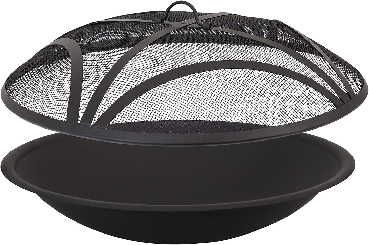 Sunnydaze 23-Inch Replacement Steel Fire Pit Bowl with Round Spark Screen - High-Temperature Painted Finish