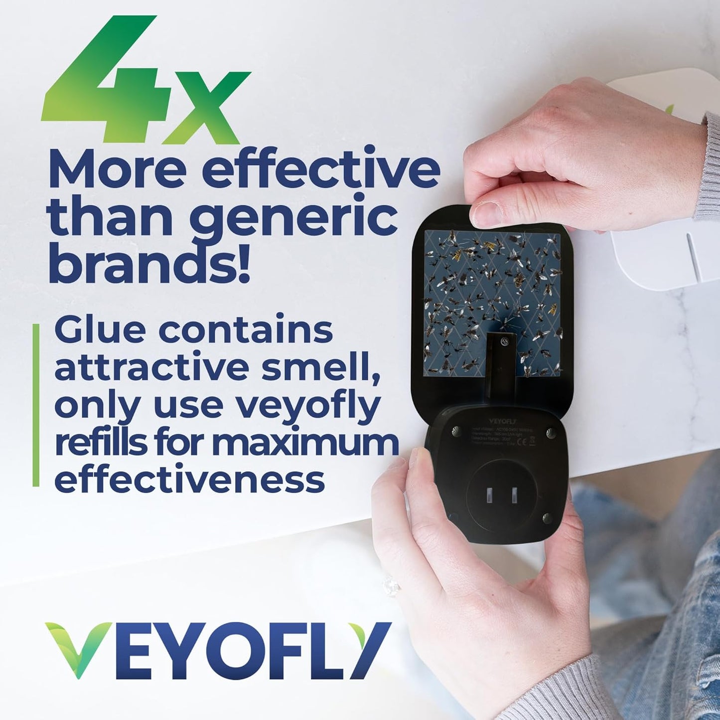 VEYOFLY Fly Trap Indoor, Fruit Fly Traps for Indoors, (2 Device + 6 Refills) Gnat Traps for House Indoor, Fly Catcher Indoor, Plug in Light Flying Insect Trap, Bug Light Killer, Fly Trap