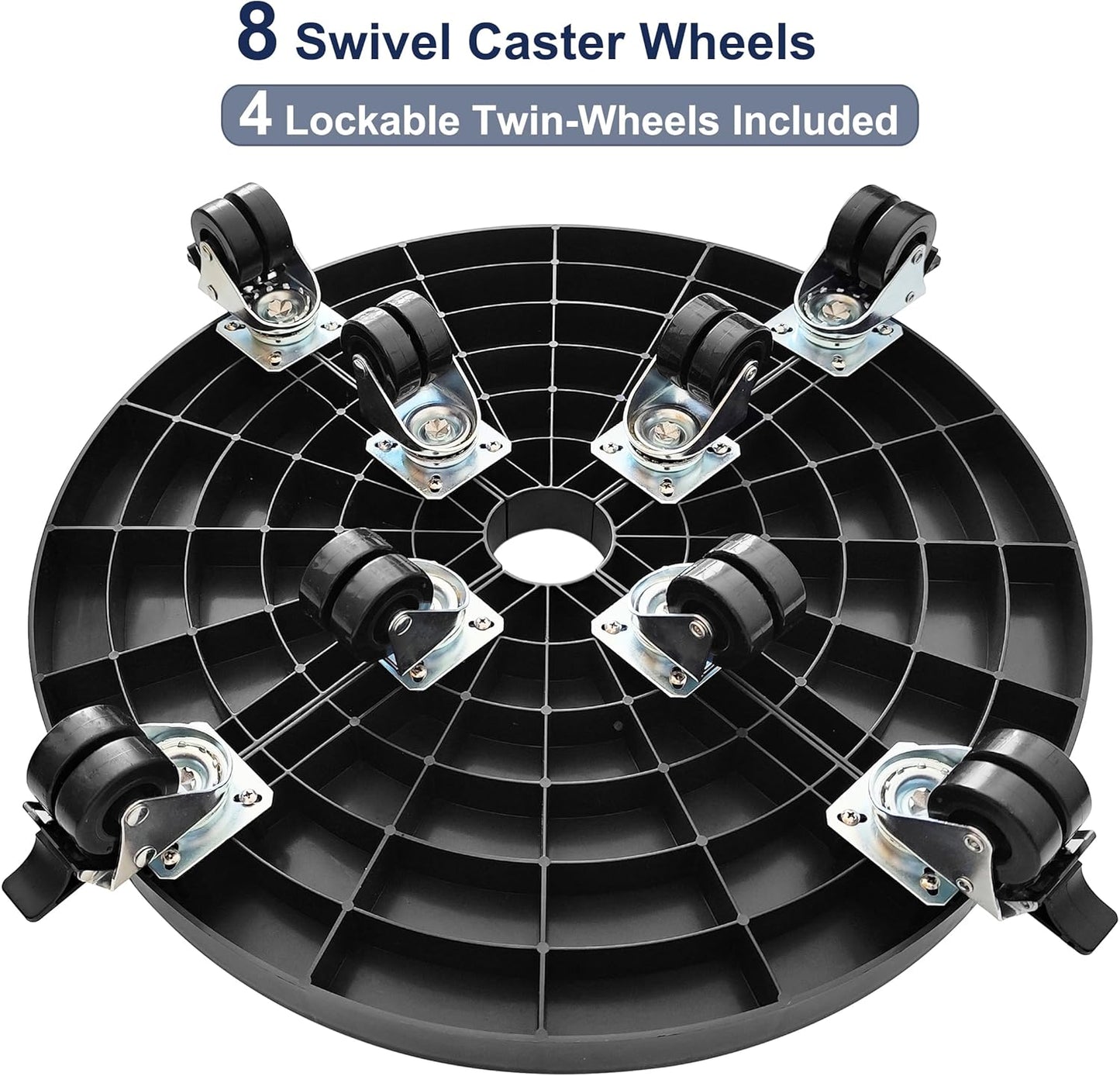 20 Inch Plant Caddy with Wheels Outdoor Indoor, Extra Large Rolling Plant Stand for 600lb Heavy Duty Flower Pots, Round Plant Rollers Lockable Potted Planter Dolly, Black