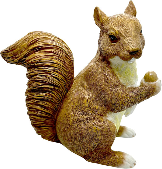 Garden Decor Polyresin Squirrel Statue with Acorn Statue - Charming Outdoor Decoration Ornament for Patio, Lawn, or Yard - Ideal for Garden Decor Enthusiasts and Nature Lovers