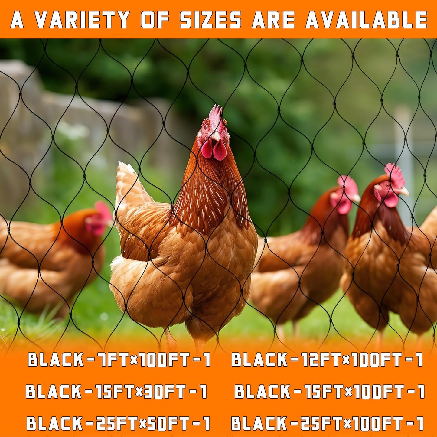 Bird Netting for Garden Heavy Duty Nylon Mesh Garden Netting for Garden Protection Bird Fence Plant Netting Protection Against Birds, Deer, Squirrels and Other Animals (15x100FT)