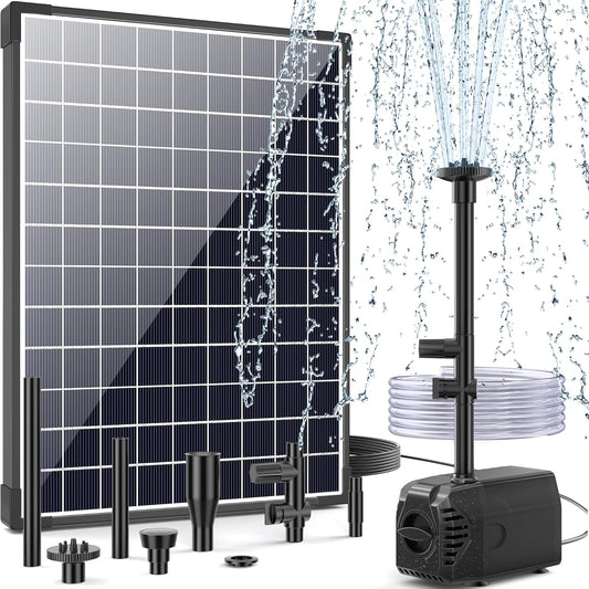 POPOSOAP 25W Solar Water Pump, Solar Water Fountain with Flow Adjustable, Pond Pump with Water Shortage Protection & Diverter Valve & 16.5FT Cord for Ponds, Garden, Fish Tank, Waterfall, Hydroponics