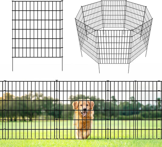 ARIFARO Decorative Garden Fence 5 Panels 32in(H) x28in(W) No dig Animal Barrier Fencing,Pet Fence Rustproof Metal Wire Fencing Panel Border for Dog,Rabbits, and Patio