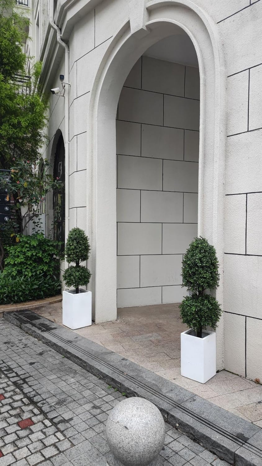 4ft Artificial Topiary Trees Boxwood Ball Shape Fake Trees Porch Decor, Outdoor Plants 2Pack