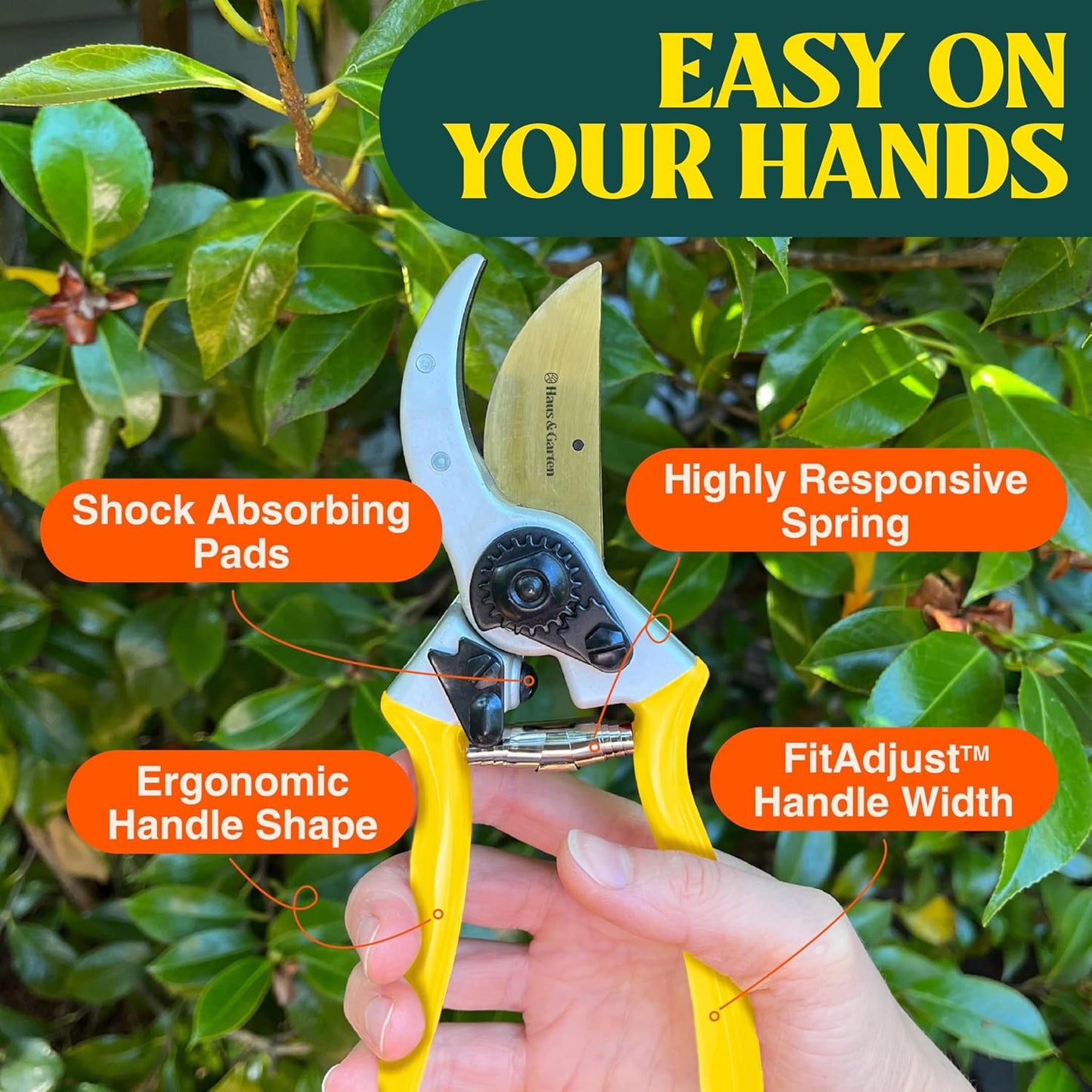 Haus & Garten ClassicPRO 8.5" Premium Titanium Bypass Garden Shears - Use as Pruners, Pruning Shears for Gardening, Hand Pruners, Handheld Garden Clippers Scissors Tool