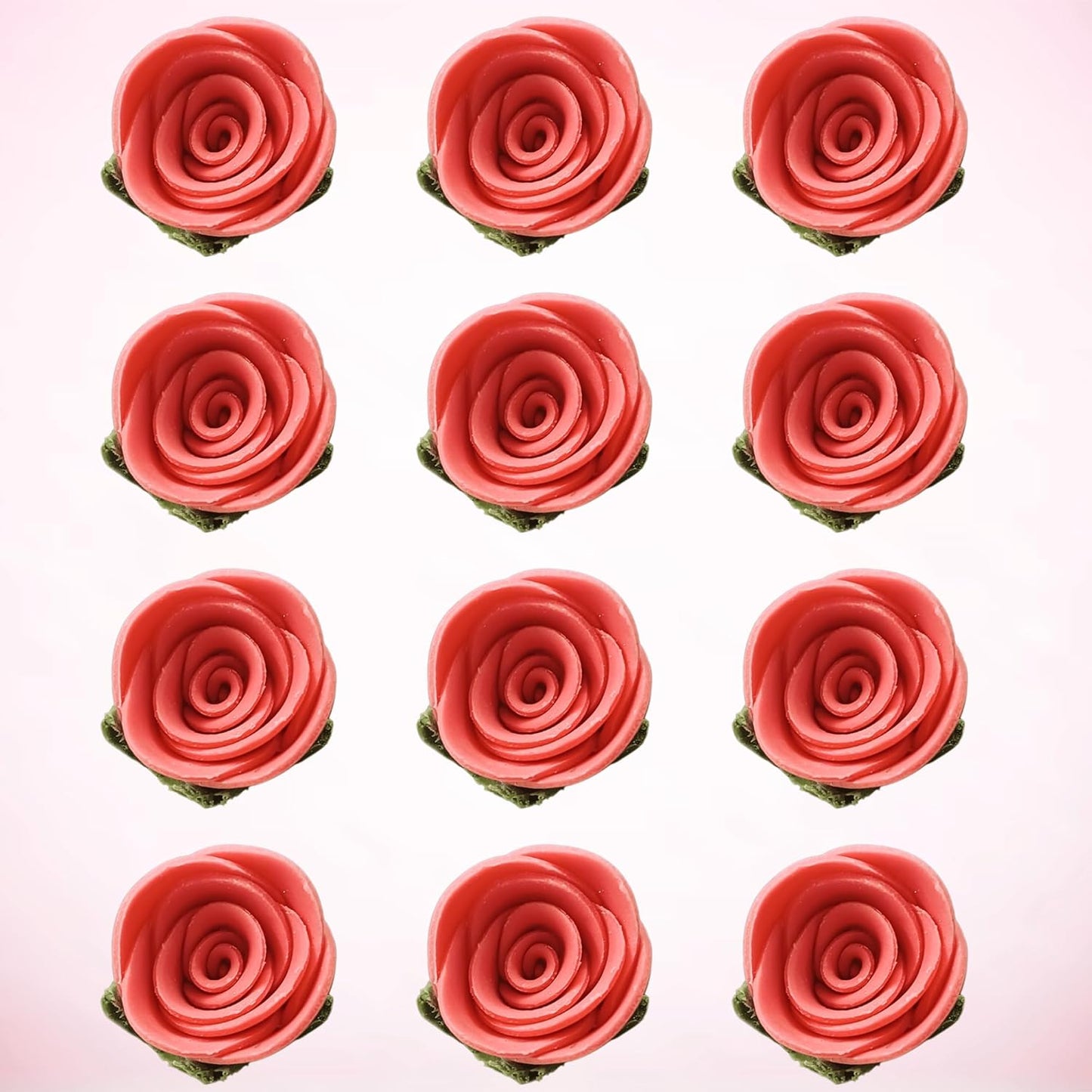 Confect Edible Coral Rose Cake Toppers | Handmade Edible Roses for Cakes, Cupcakes & Donuts | Floral Sugar Decorations for Wedding, Birthday & Festive Desserts – Pack of 12