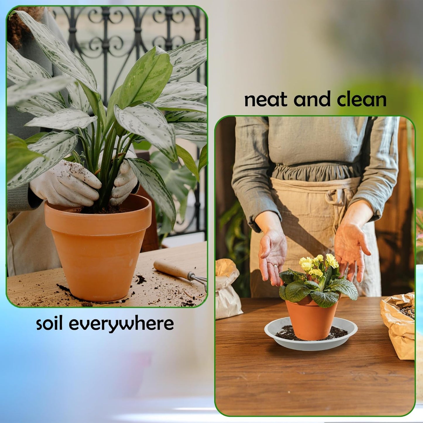 4 Pack 16 Inch Round Plant Saucers for Less 14Inch Pot Indoors Outdoors Plant Trays for Pots Planter Saucer Plastic Plant Drip Tray Flower Planter Water Tray for Potted Plants(White, 16"(4pcs))