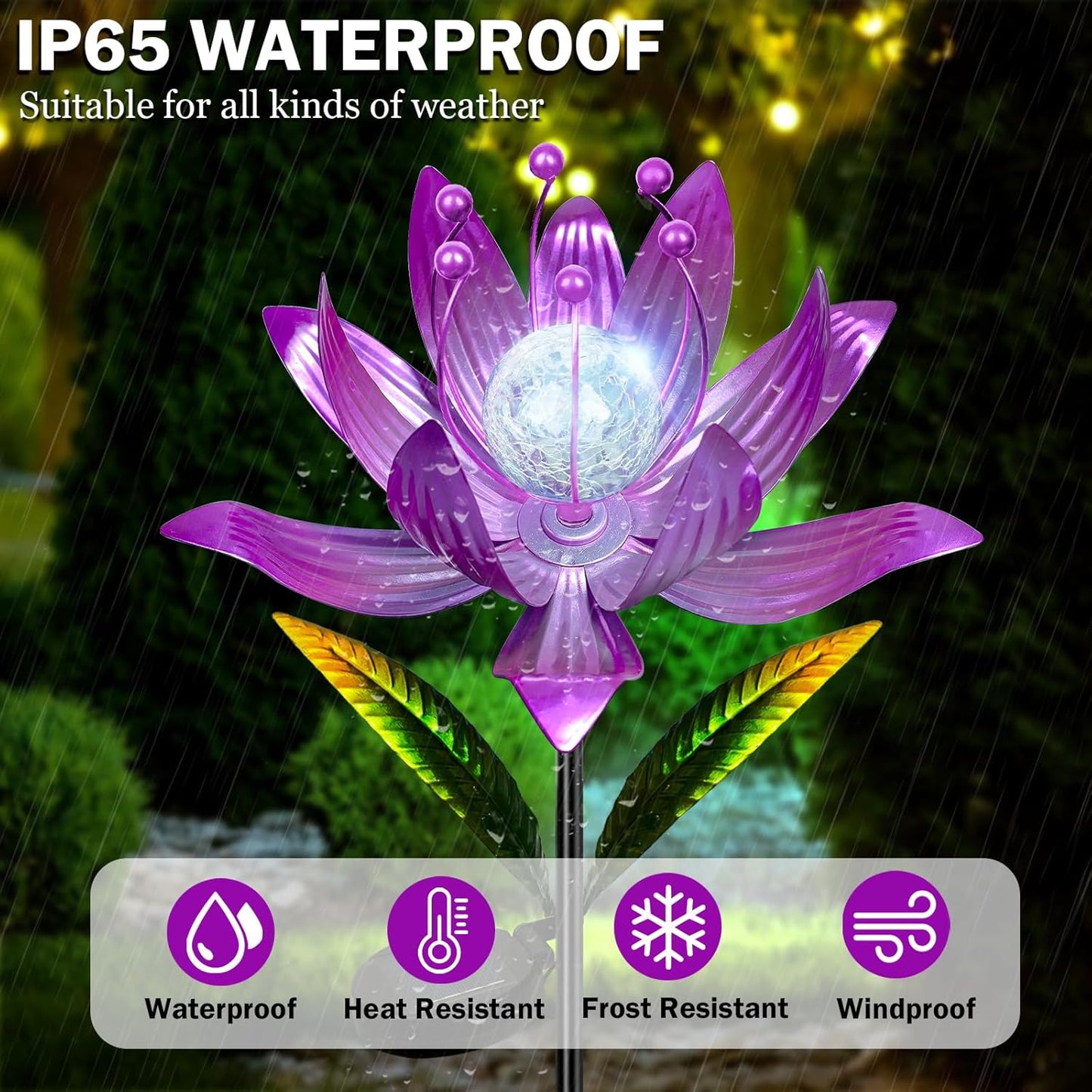 Wind Spinners Outdoor, 38 Inch Metal Wind Spinner Yard Art with Stake, Colorful Solar Windmill for Yard and Garden Lawn Patio Farmhouse Decor (Pink)